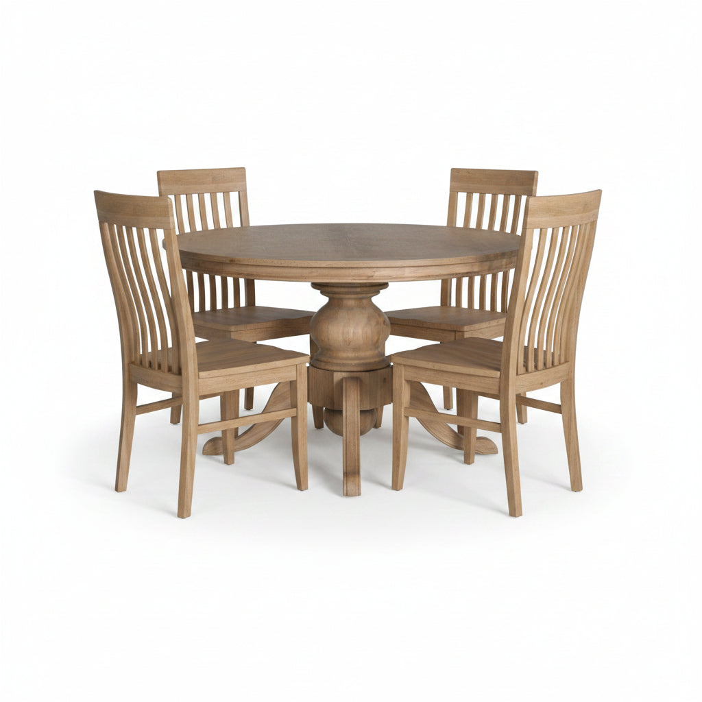 SH Savannah Solid Timber Pedestal Leg Round Dining Table