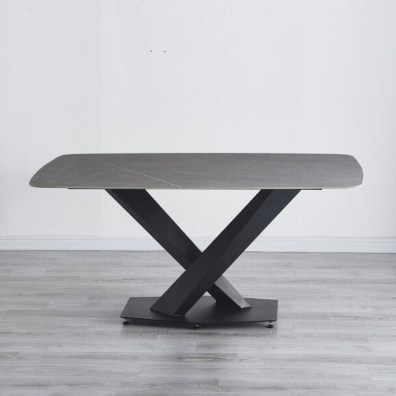 HE Rhino Ceramic Top Metal Frame Dining Table