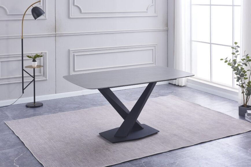 HE Rhino Ceramic Top Metal Frame Dining Table