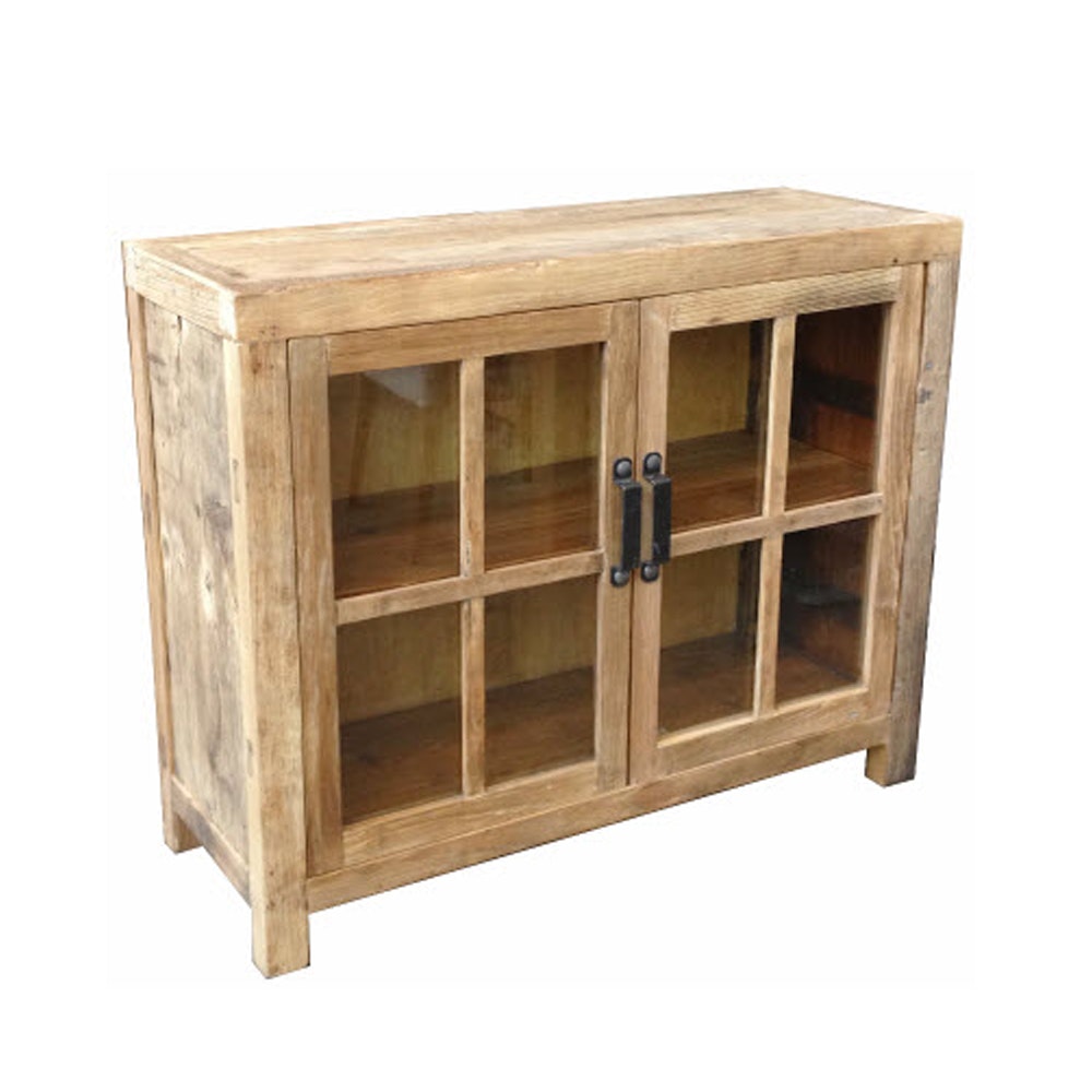 MF Recycled Elm Timber with 2 Glass Door Cabinet