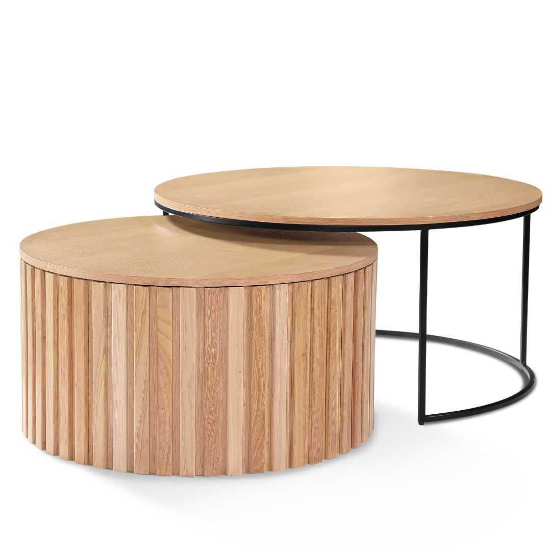 BT Apollo Bay Oak Timber Pleated Coffee Table Set