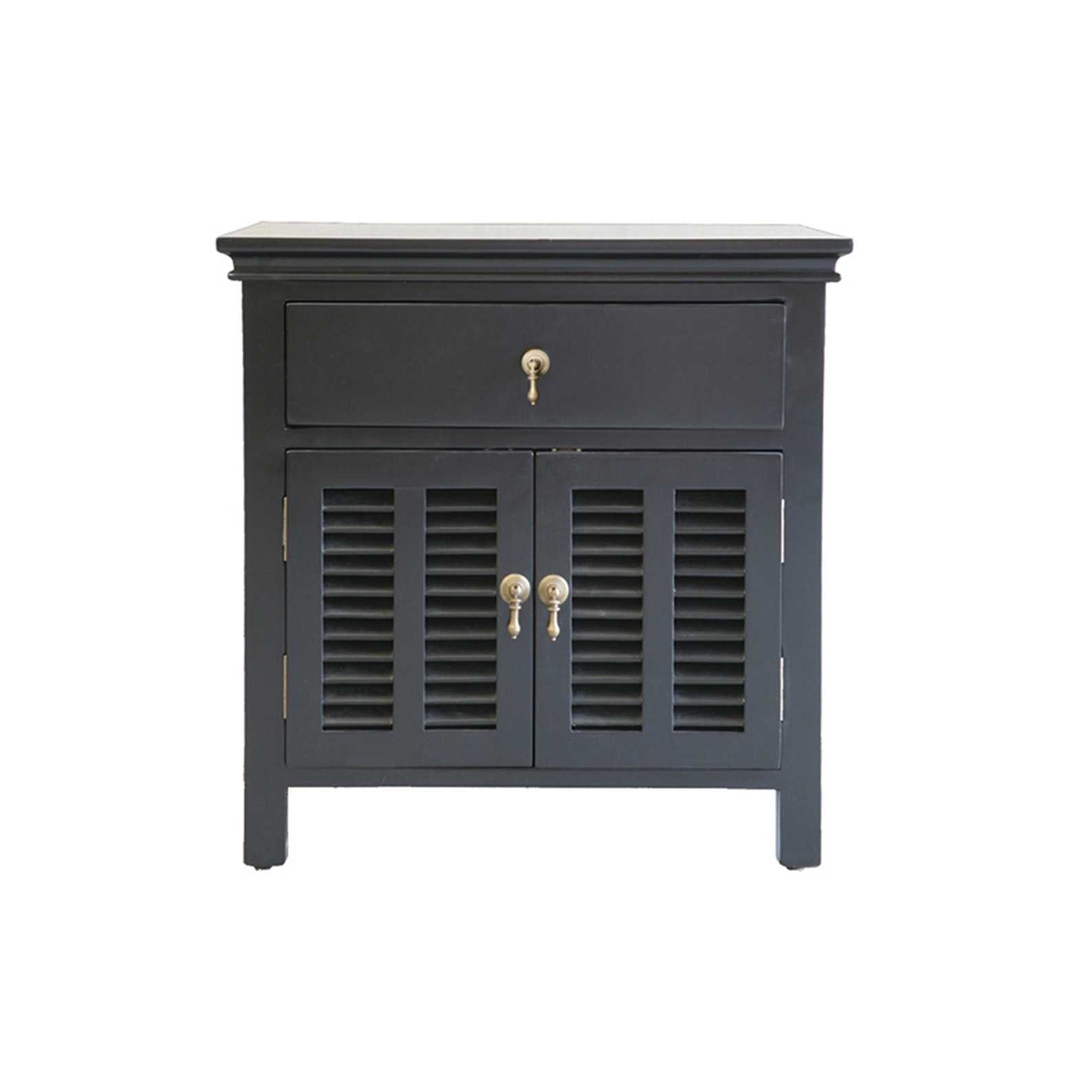 SH Lexi Bedside Table with 2 Door and 1 Drawer - Black