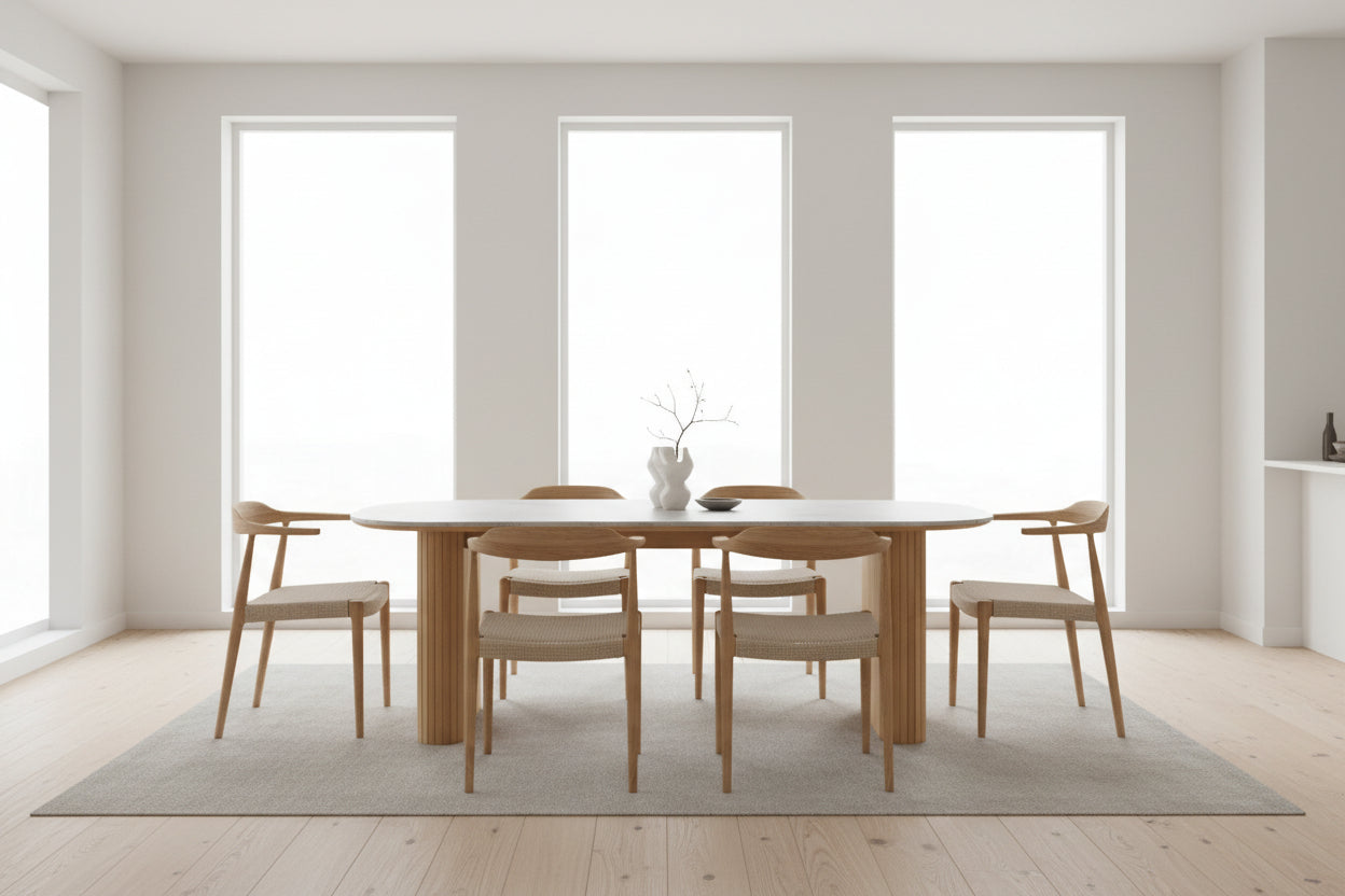 BT Melba Timber Frame Sintered Stone Top Dining Table 220cm Wide
