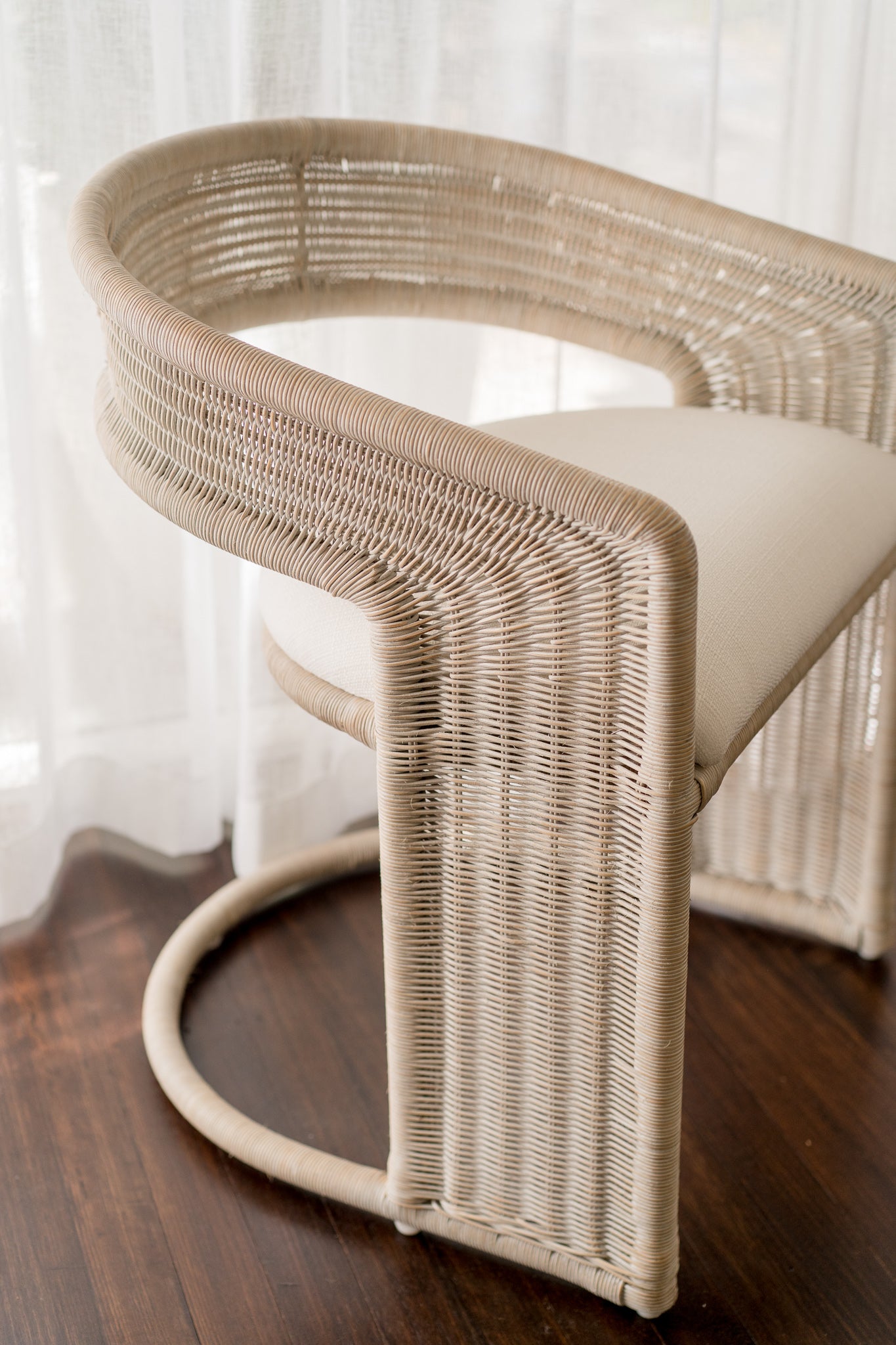 CR Hampton Natural  Rattan Fabric Seat Dining Chair