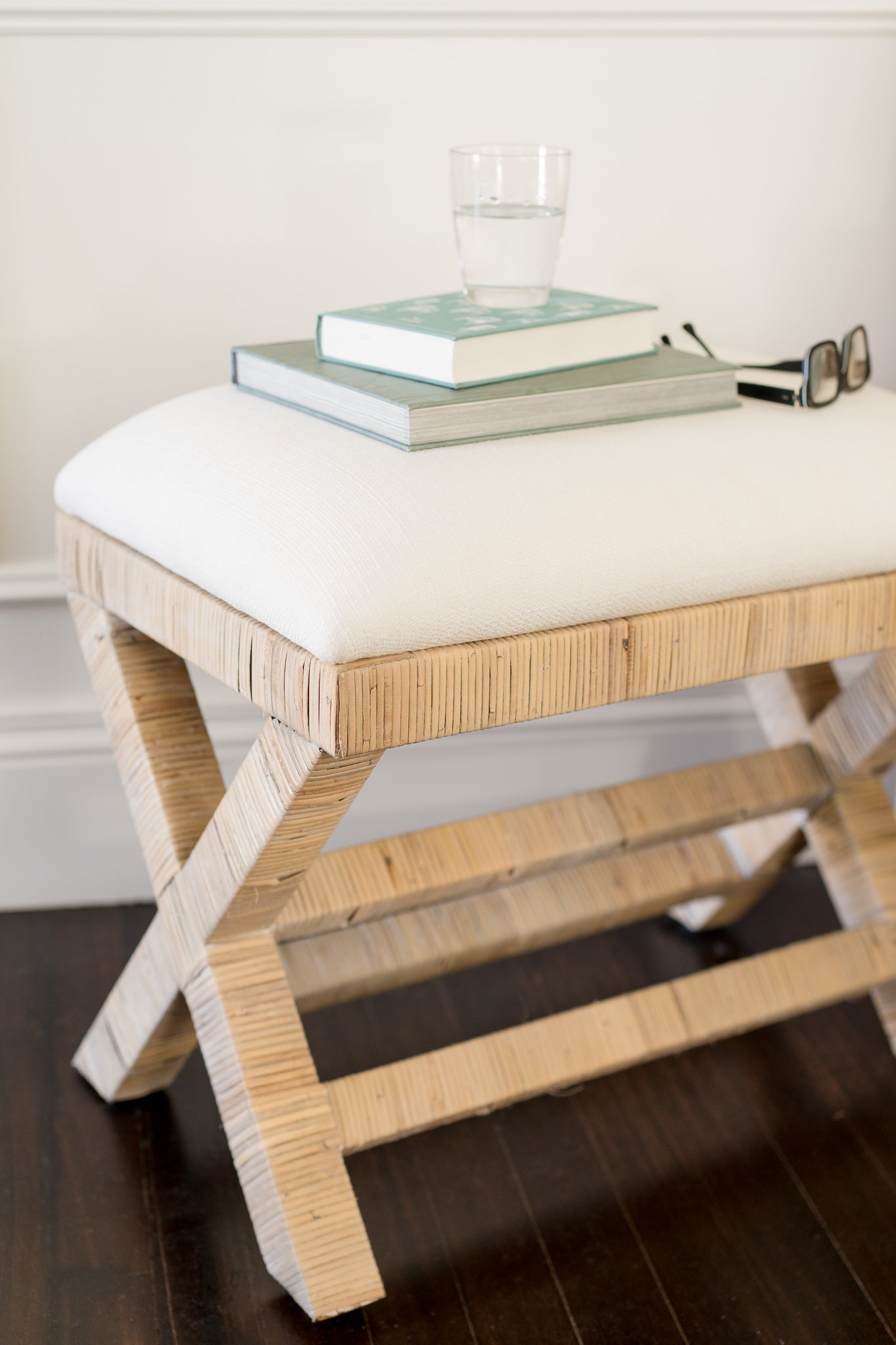 CR Renoir Natural Rattan Fabric Upholstered Bench