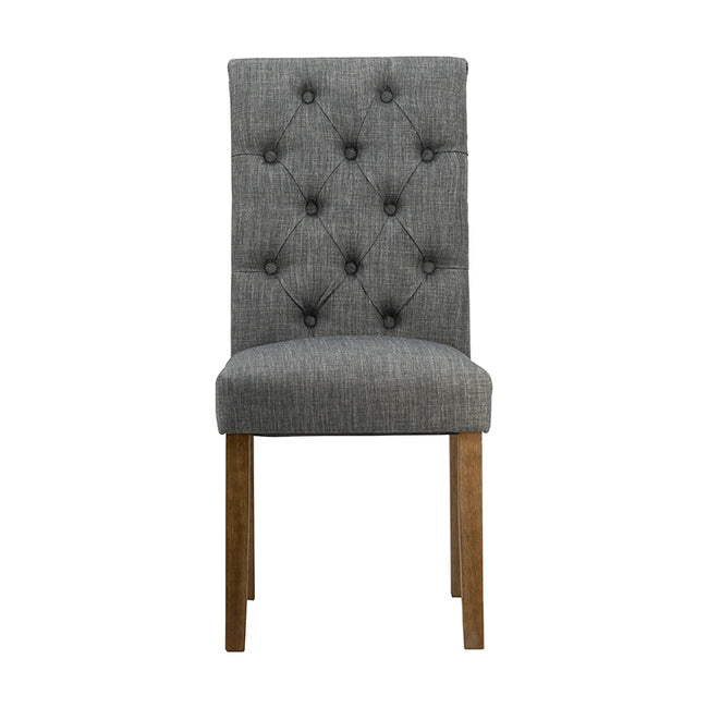 DA Grey Buttoned Back Fabric Upholstered Dining Chair Set of 2