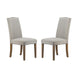 DA Studded Smoky Grey Fabric Upholstered Dining Chair Set of 2
