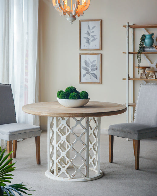 DA Lattice Solid Timber Round Dining Table