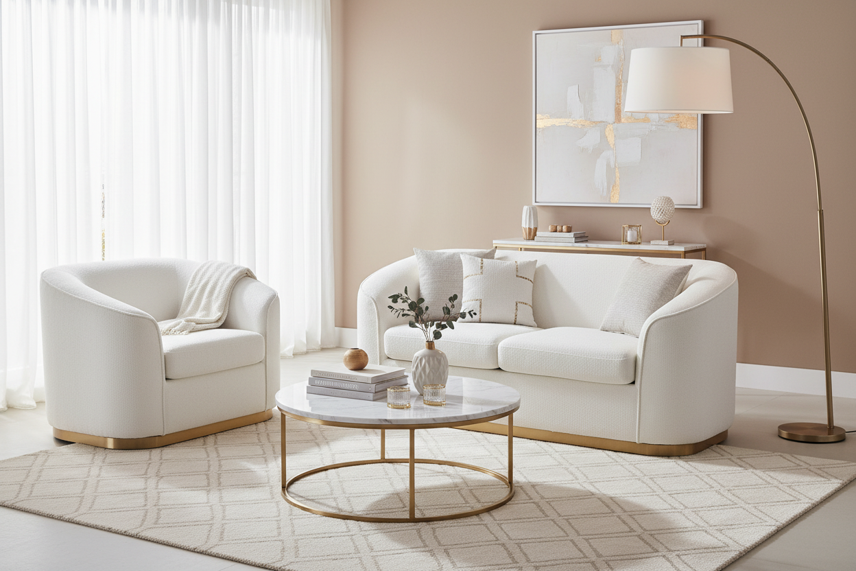 BT Bellissimo Oro Fabric Upholstered 2 Seater Sofa with Gold base