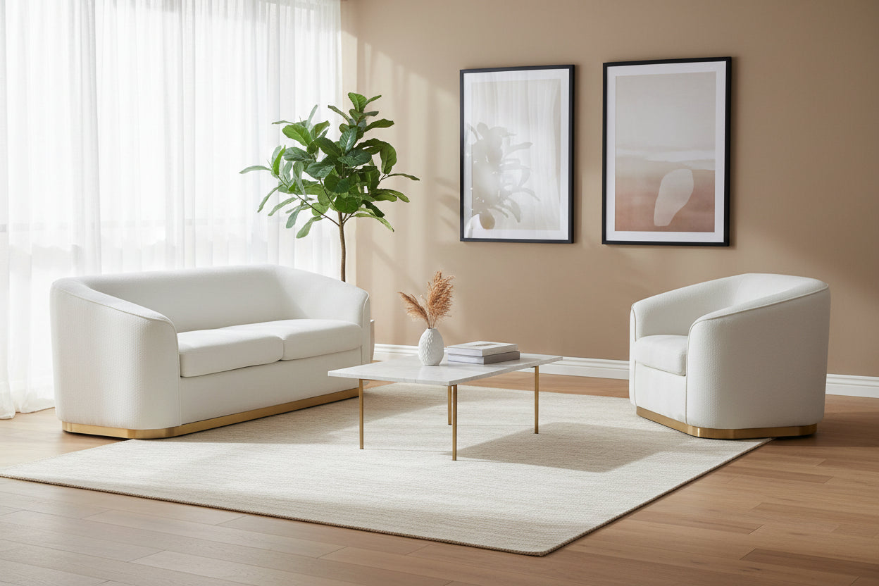 BT Bellissimo Oro Fabric Upholstered 3 Seater Sofa with Gold base