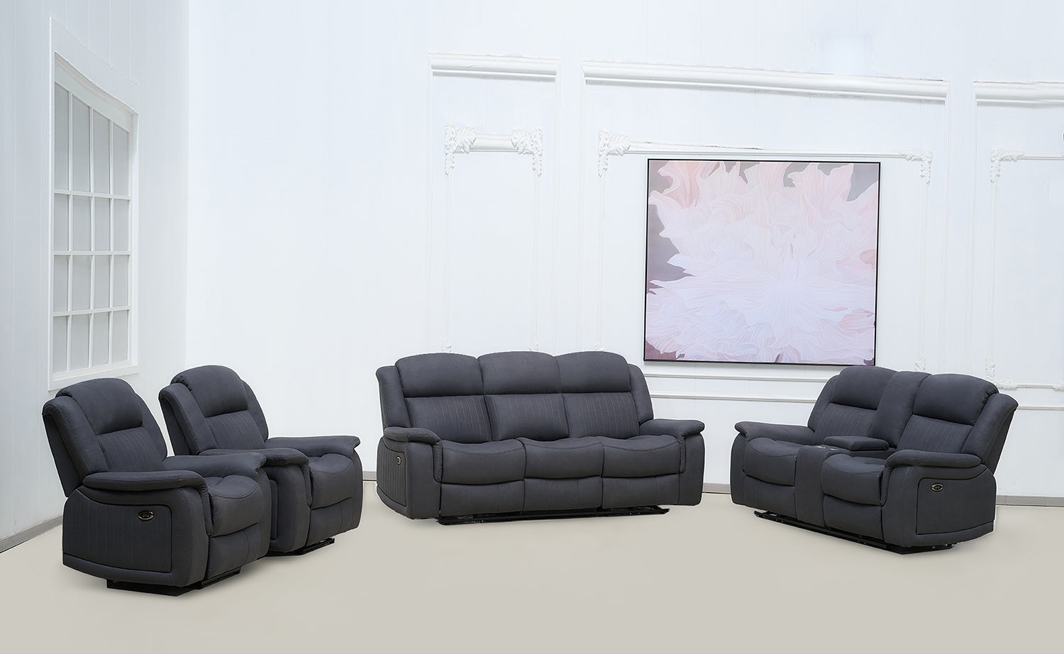 BT Paragon Fabric Upholstered 3 Seater Electric Recliner Lounge