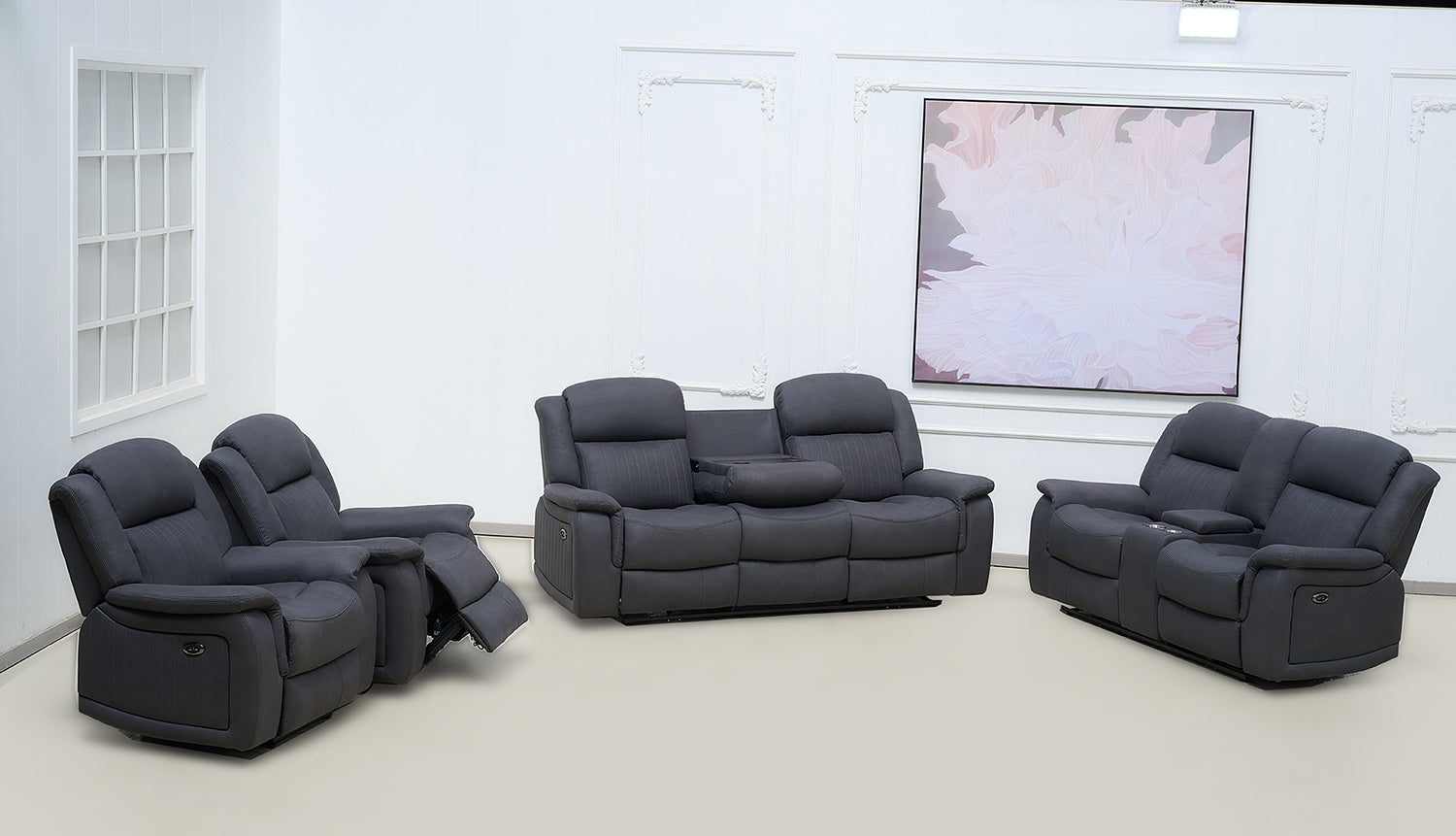 BT Paragon Fabric Upholstered 3 Seater Electric Recliner Lounge