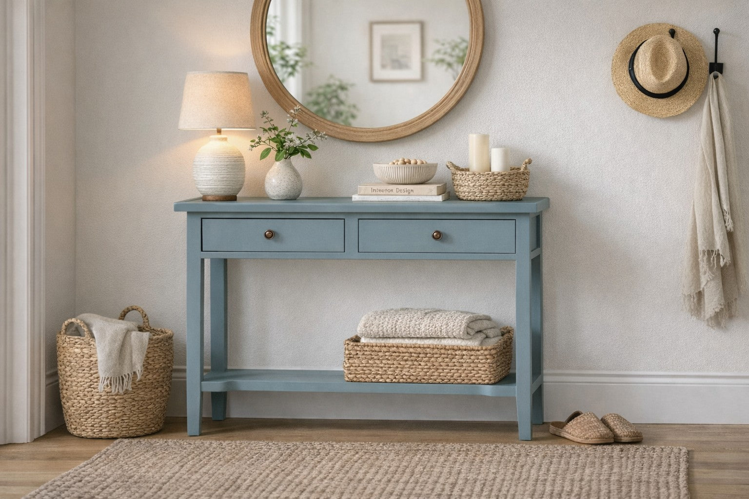 CR Eton Solid Timber 2 Drawer Console Table
