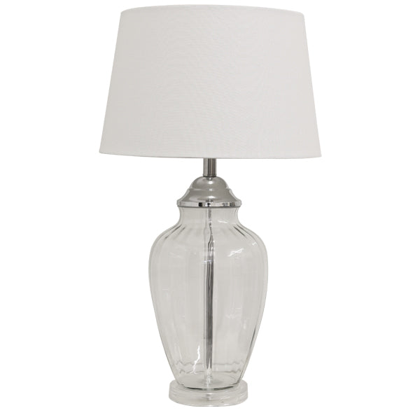 DA Addison Glass Base White Shade Table Lamp 67cmh