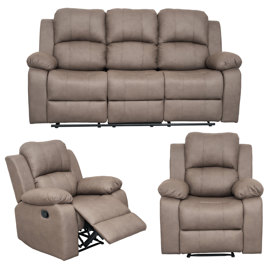 BT Valor Fabric 3 Seater + 2 x 1 Seater Manual Recliner Lounge Set