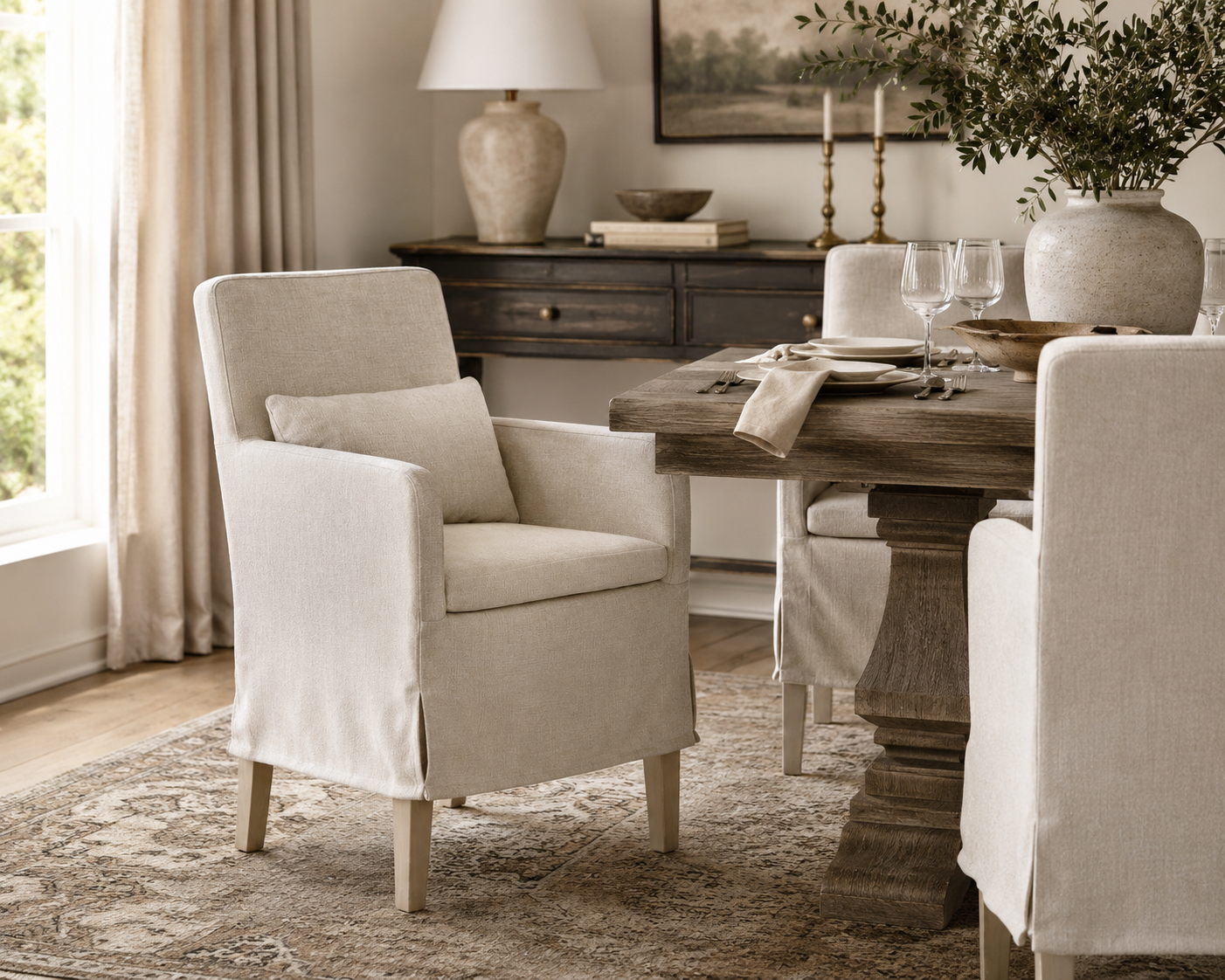 CR Bilboa Fabric Upholstered Timber Leg Armchair