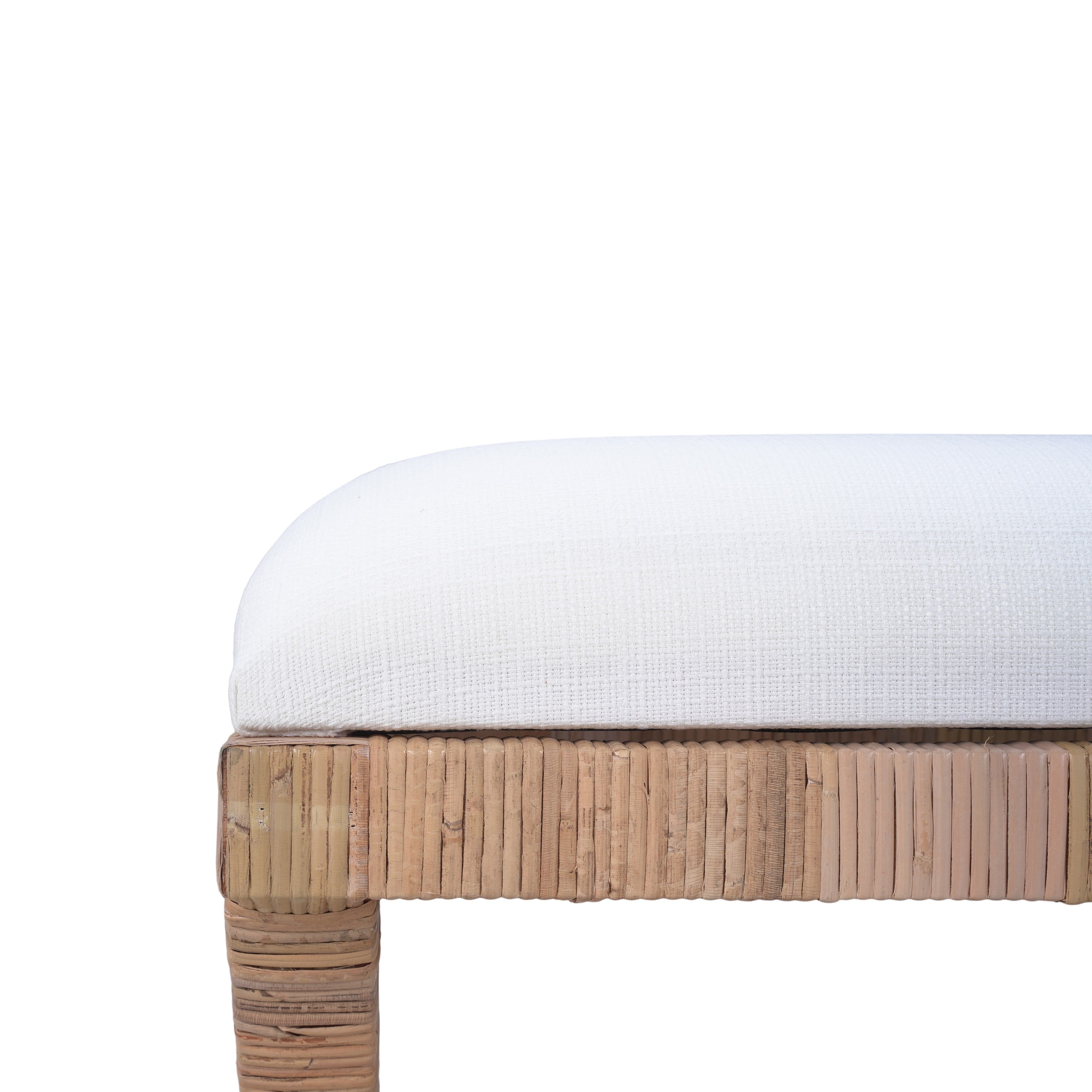 CR Renoir Natural Rattan Fabric Upholstered Bench 122cm
