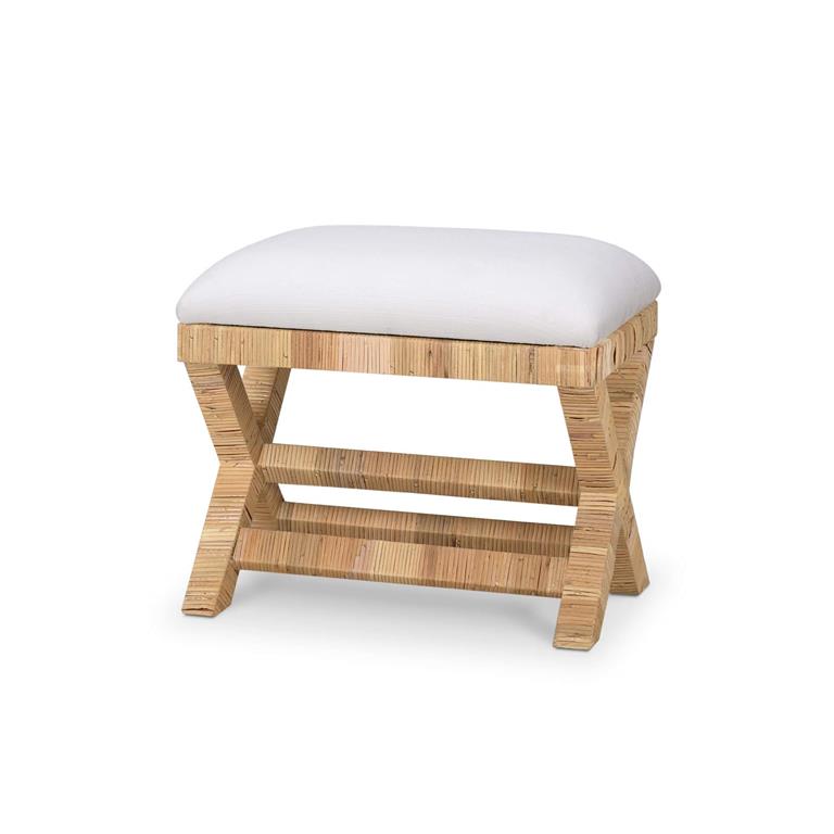 CR Renoir Natural Rattan Fabric Upholstered Bench