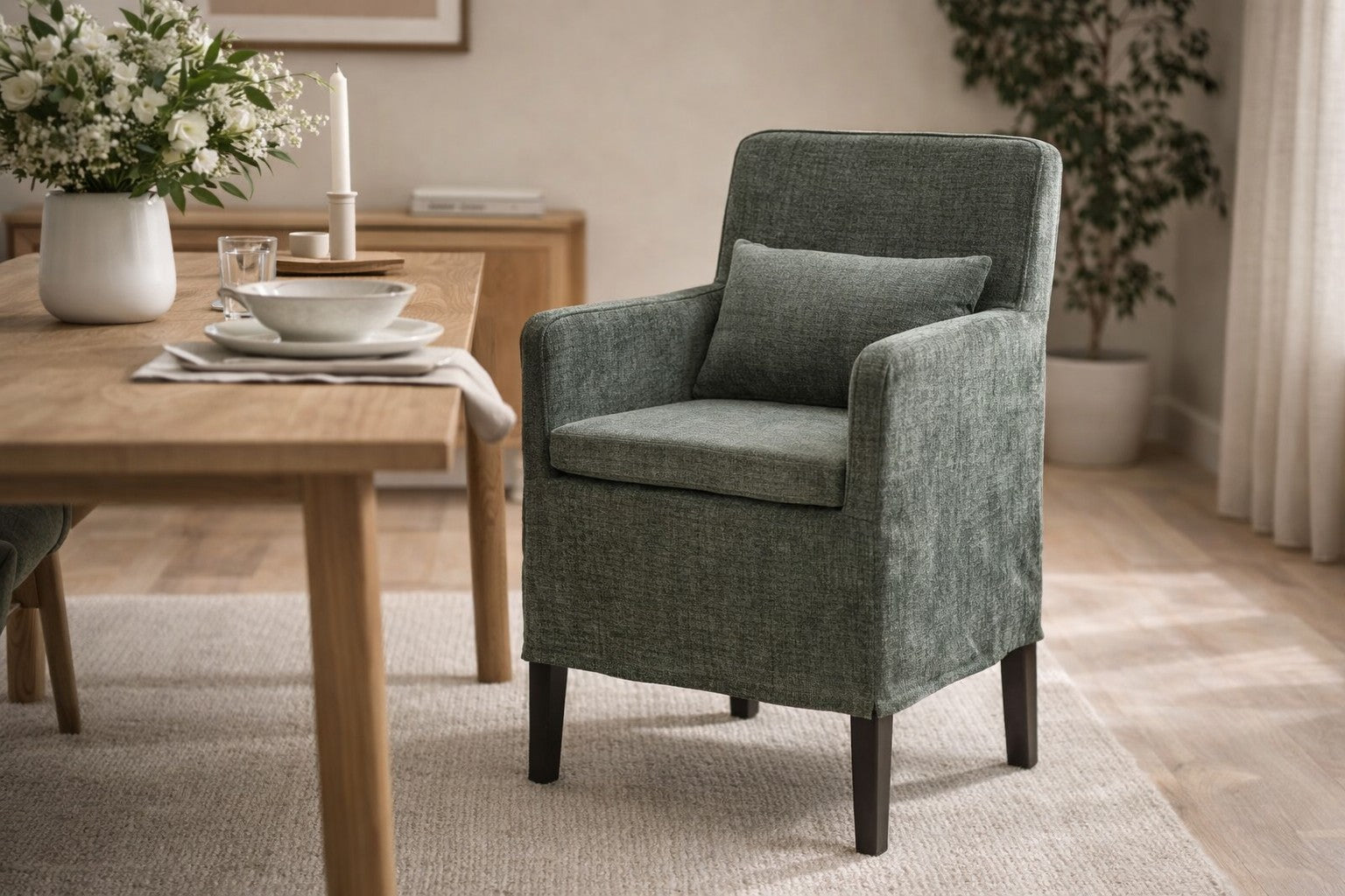 CR Bilboa Fabric Upholstered Timber Leg Armchair