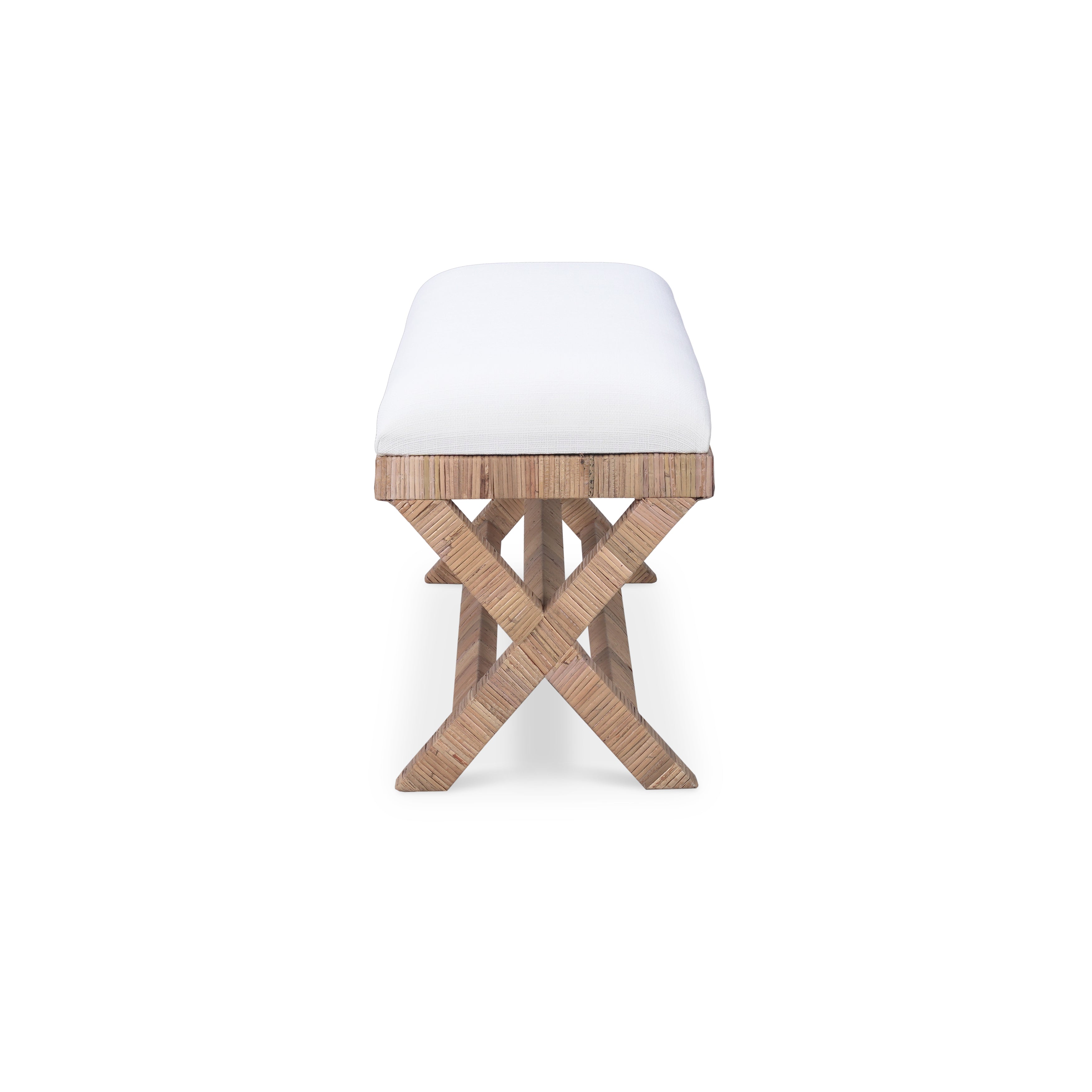 CR Renoir Natural Rattan Fabric Upholstered Bench 122cm