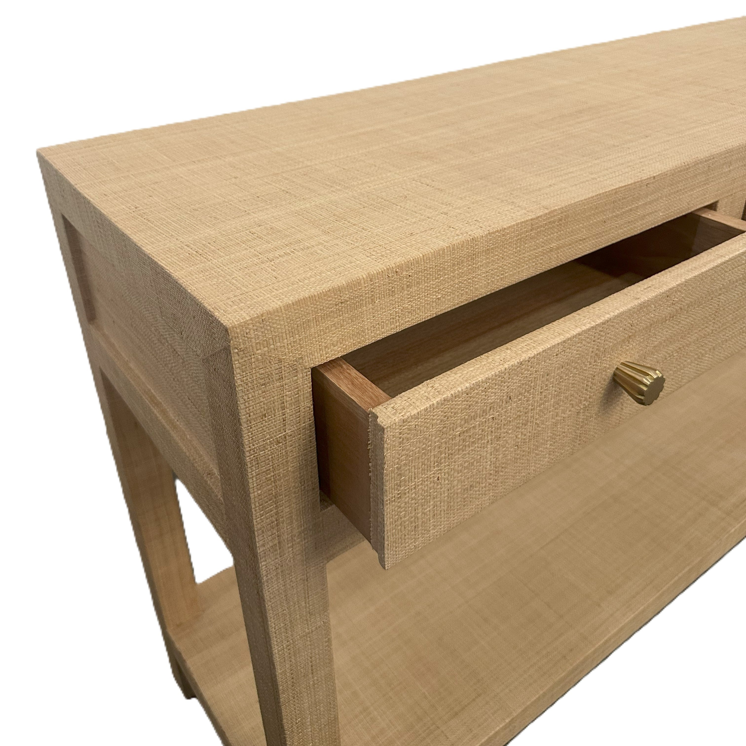 CR Kagu Solid Timber 3 Drawer 1 Shelf Console Table