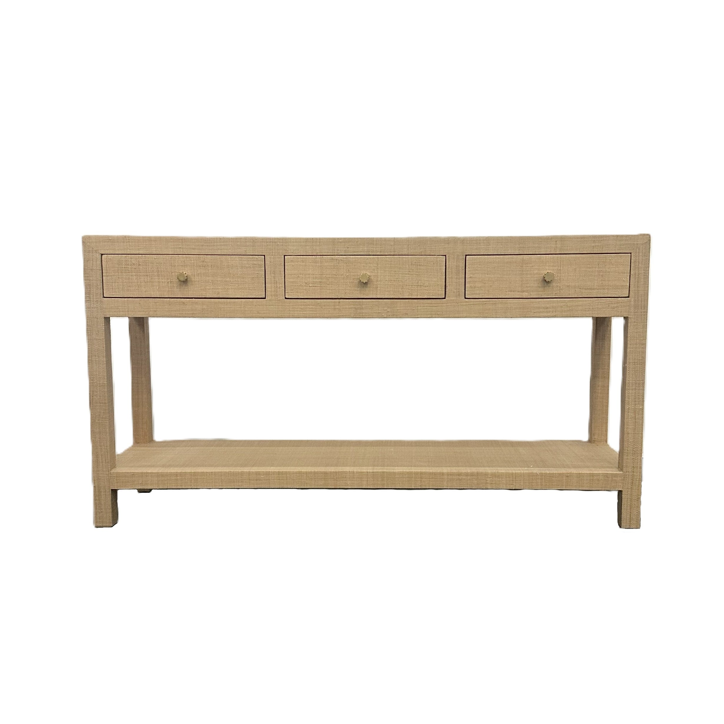 CR Kagu Solid Timber 3 Drawer 1 Shelf Console Table