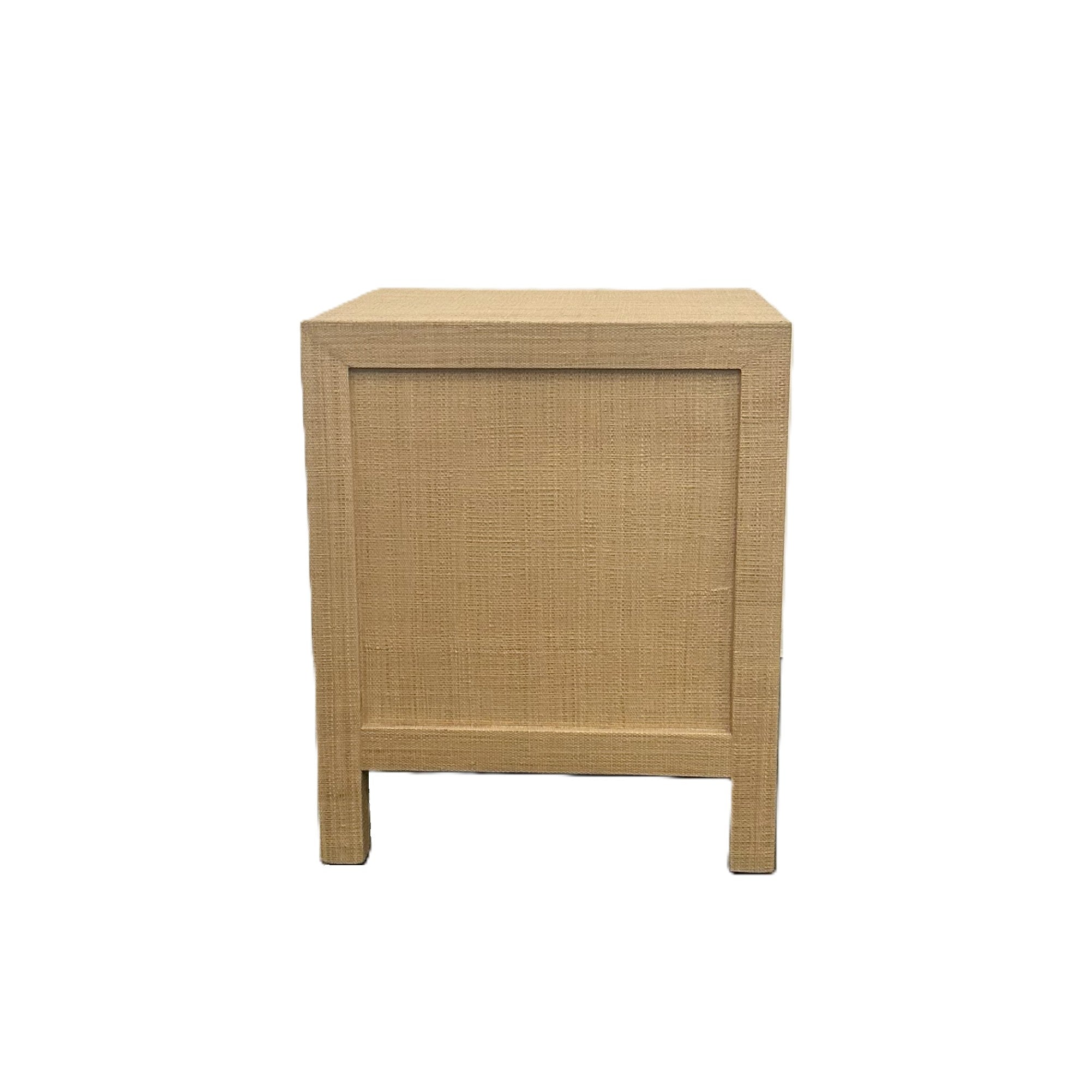 CR Kagu Solid Timber Raffia Finish 3 Drawer Bedside Table