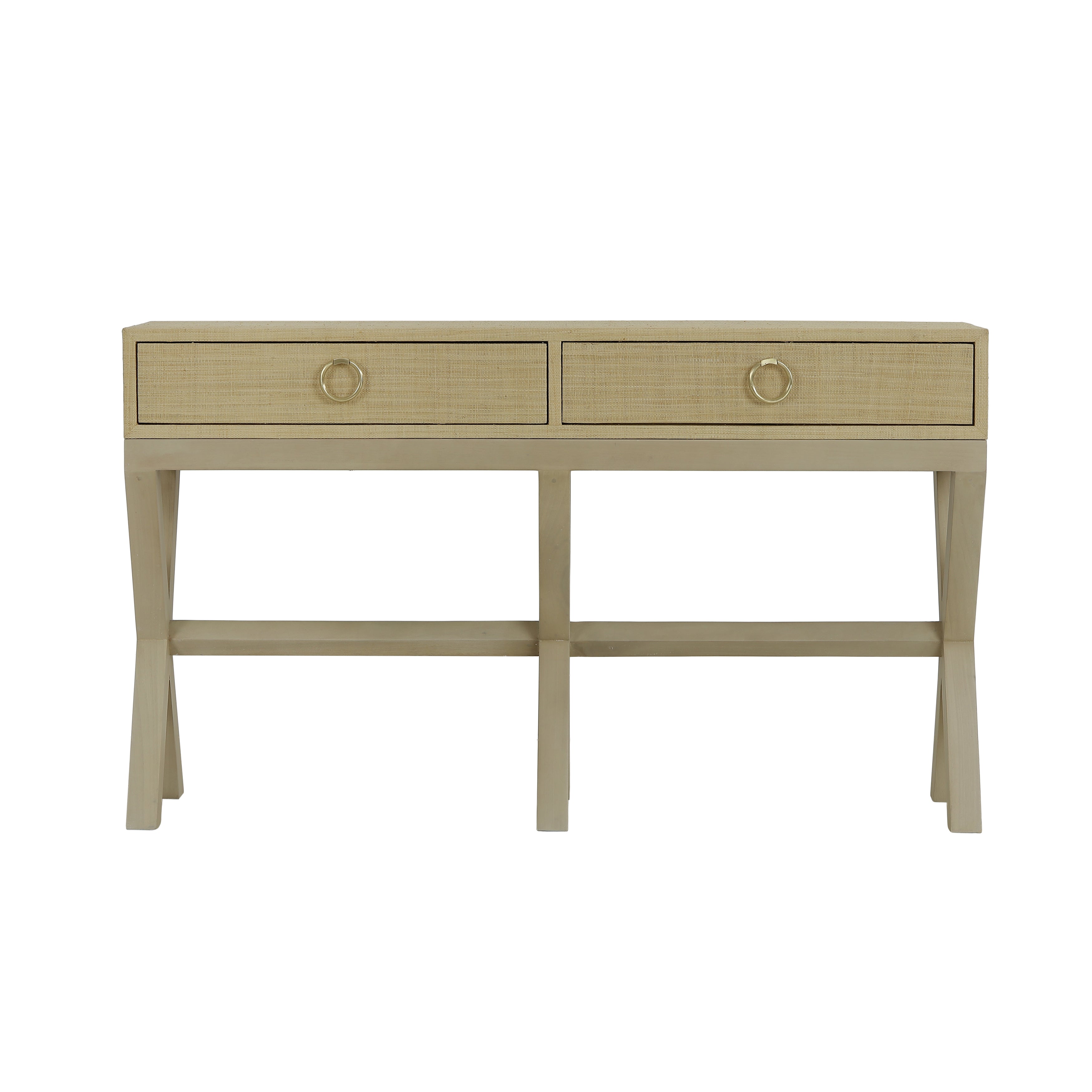 CR Renoir Raffia Solid Timber 2 Drawer Console Table