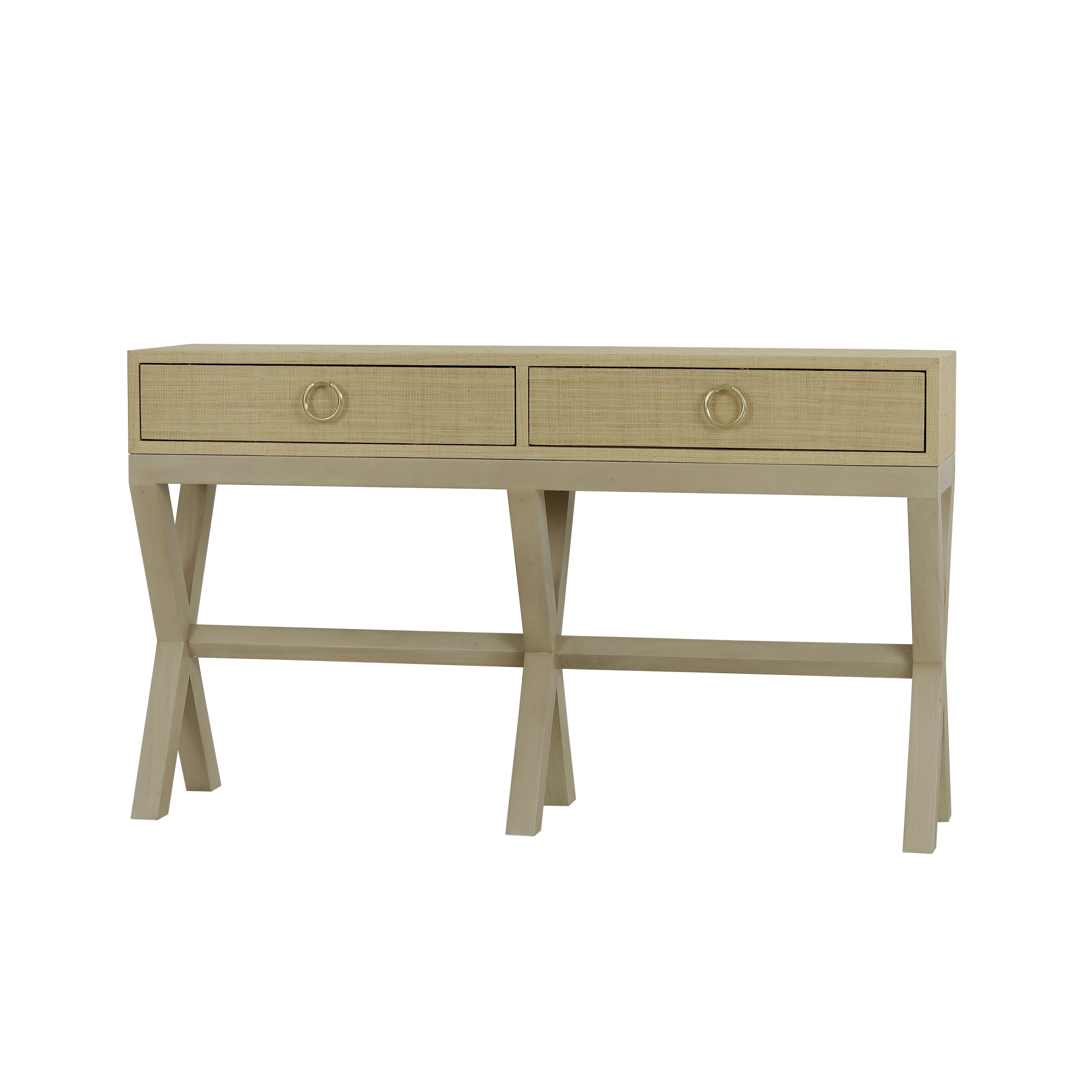 CR Renoir Raffia Solid Timber 2 Drawer Console Table
