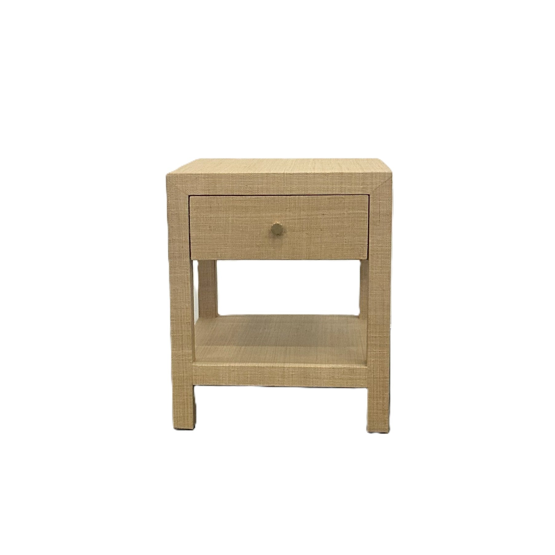 CR Kagu Solid Timber Raffia Finish 1 Drawer Bedside Table