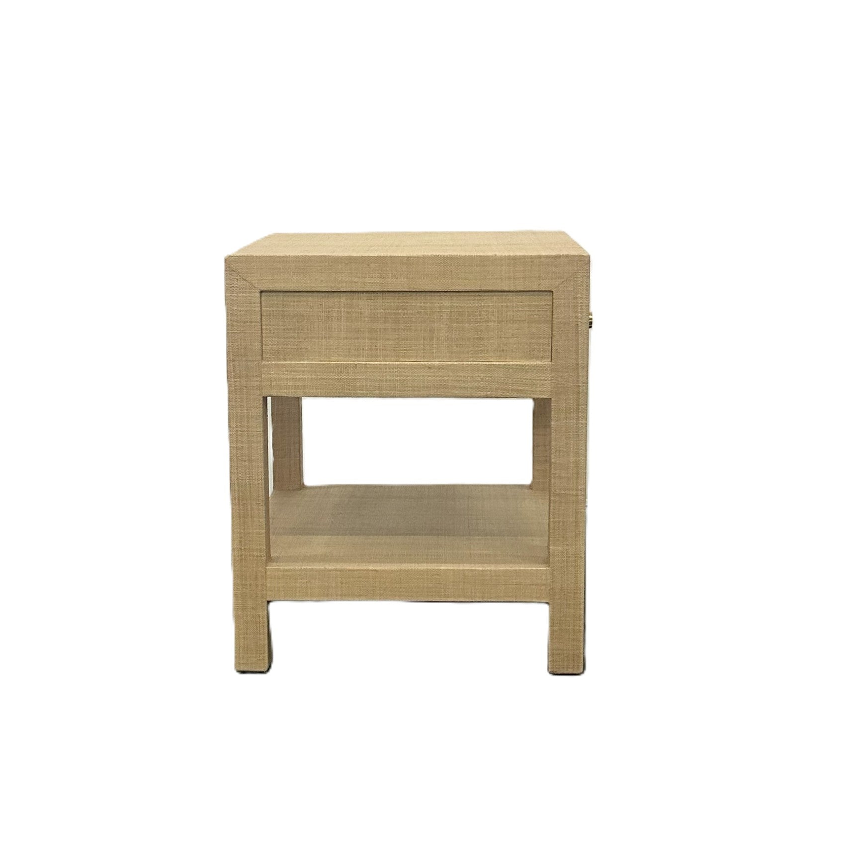 CR Kagu Solid Timber Raffia Finish 1 Drawer Bedside Table