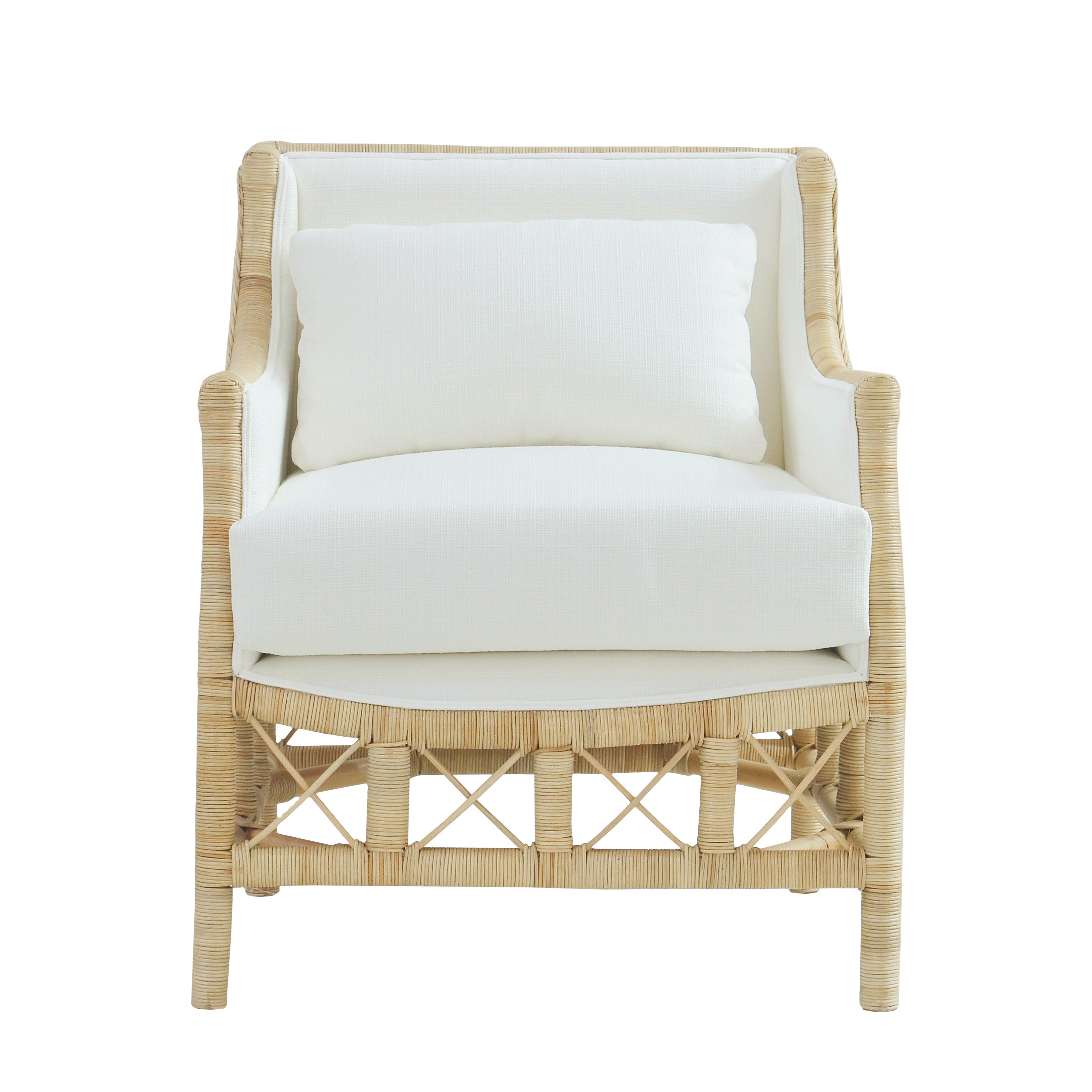 CR Hampton Natural Rattan Fabric Upholstered Armchair
