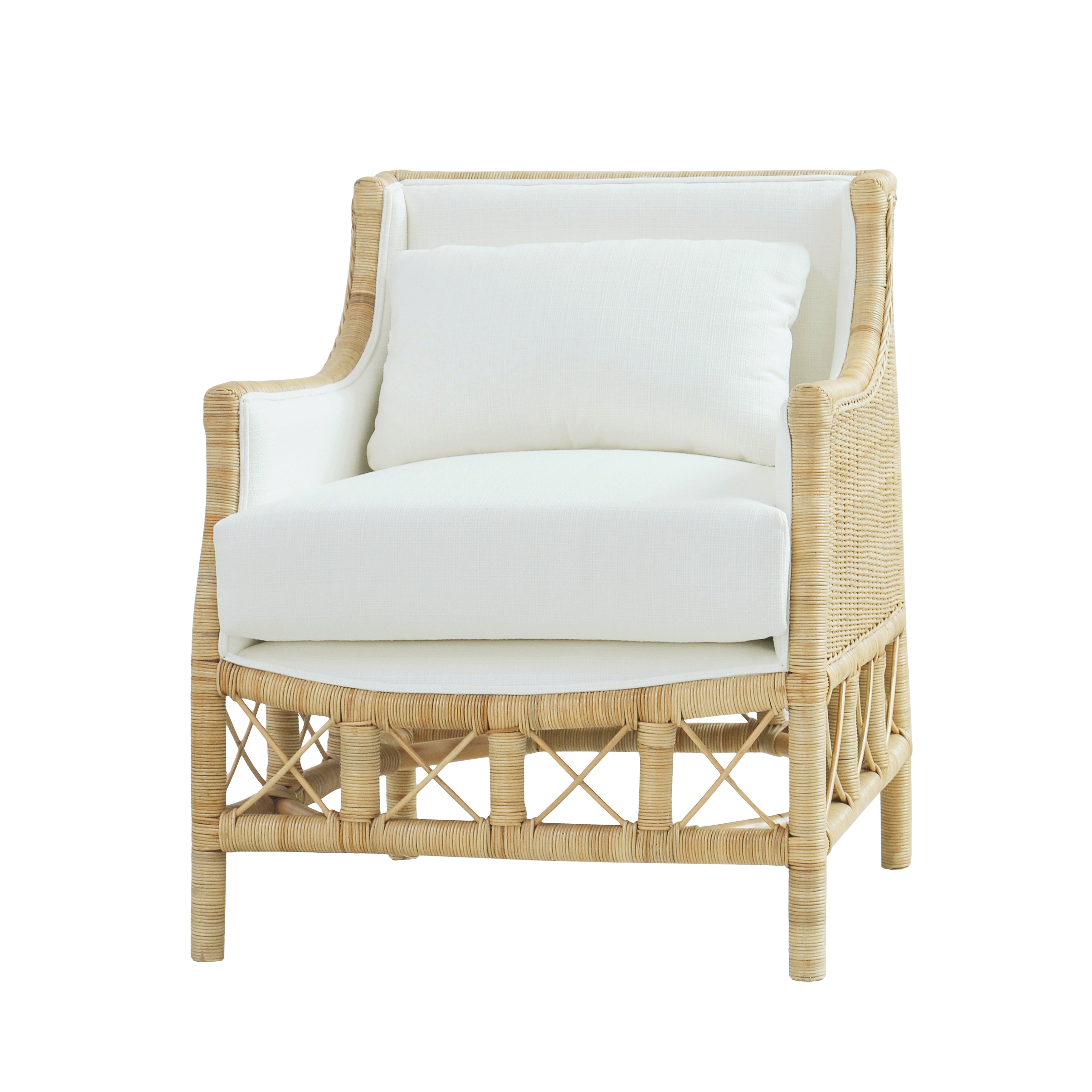 CR Hampton Natural Rattan Fabric Upholstered Armchair