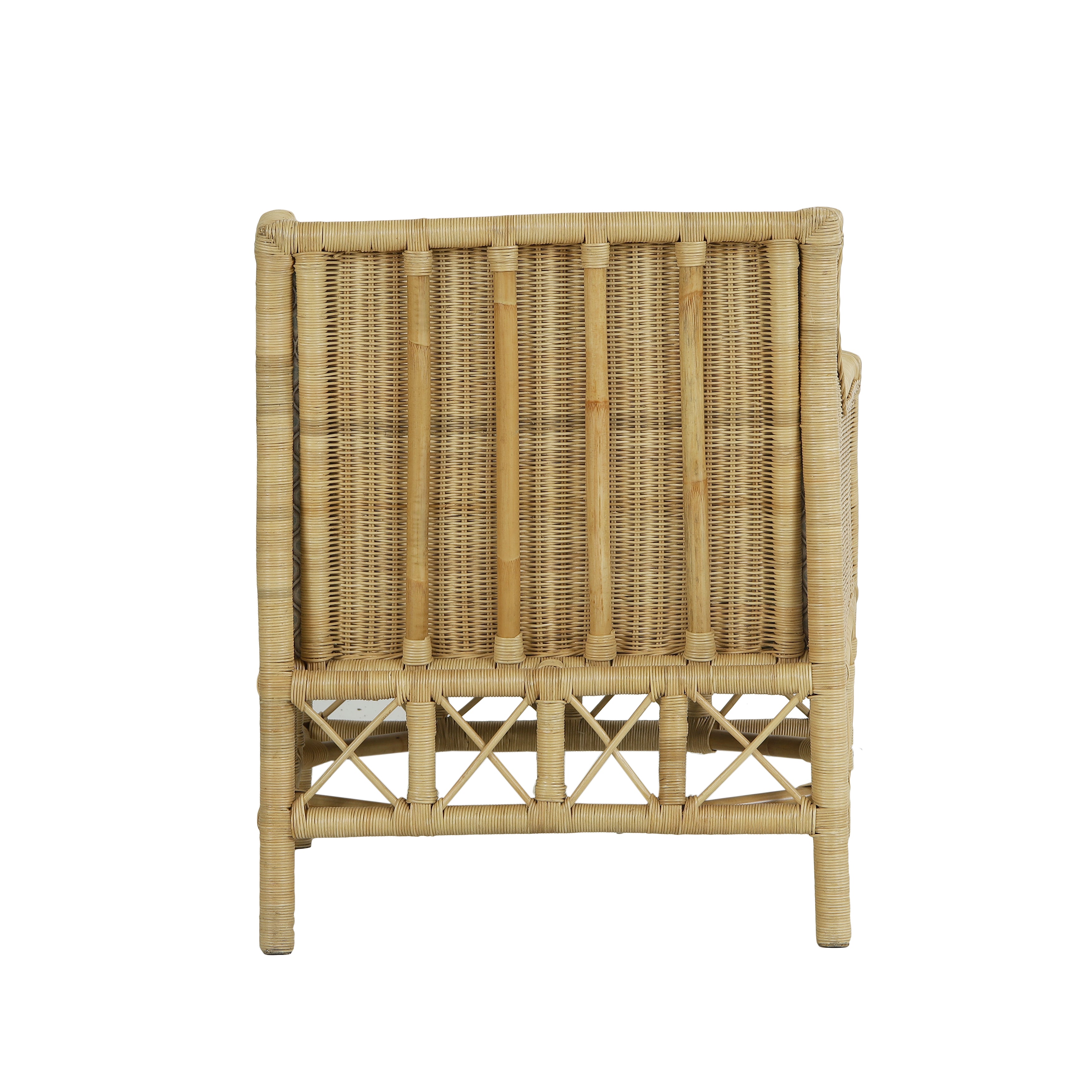 CR Hampton Natural Rattan Fabric Upholstered Armchair
