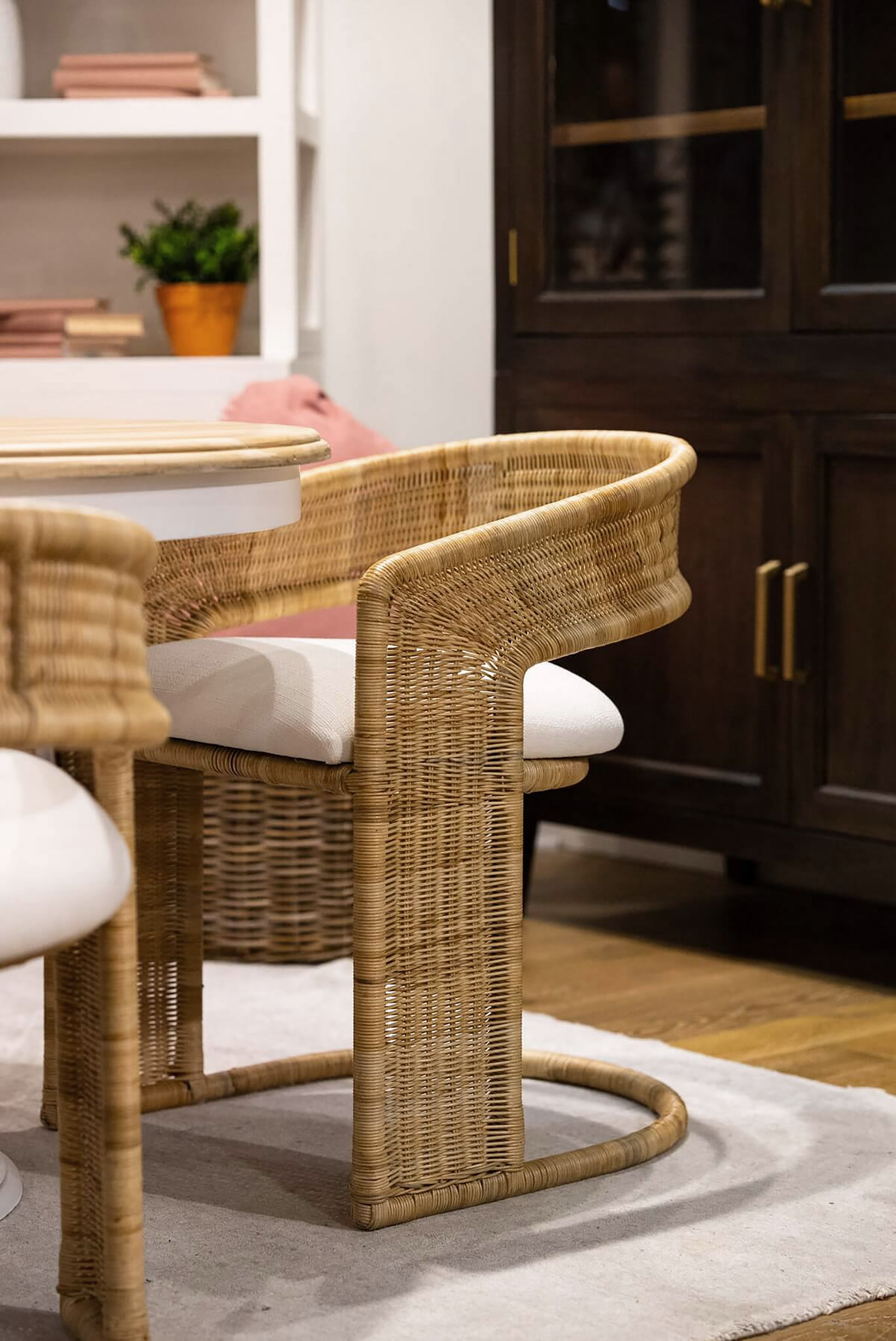 CR Hampton Natural  Rattan Fabric Seat Dining Chair