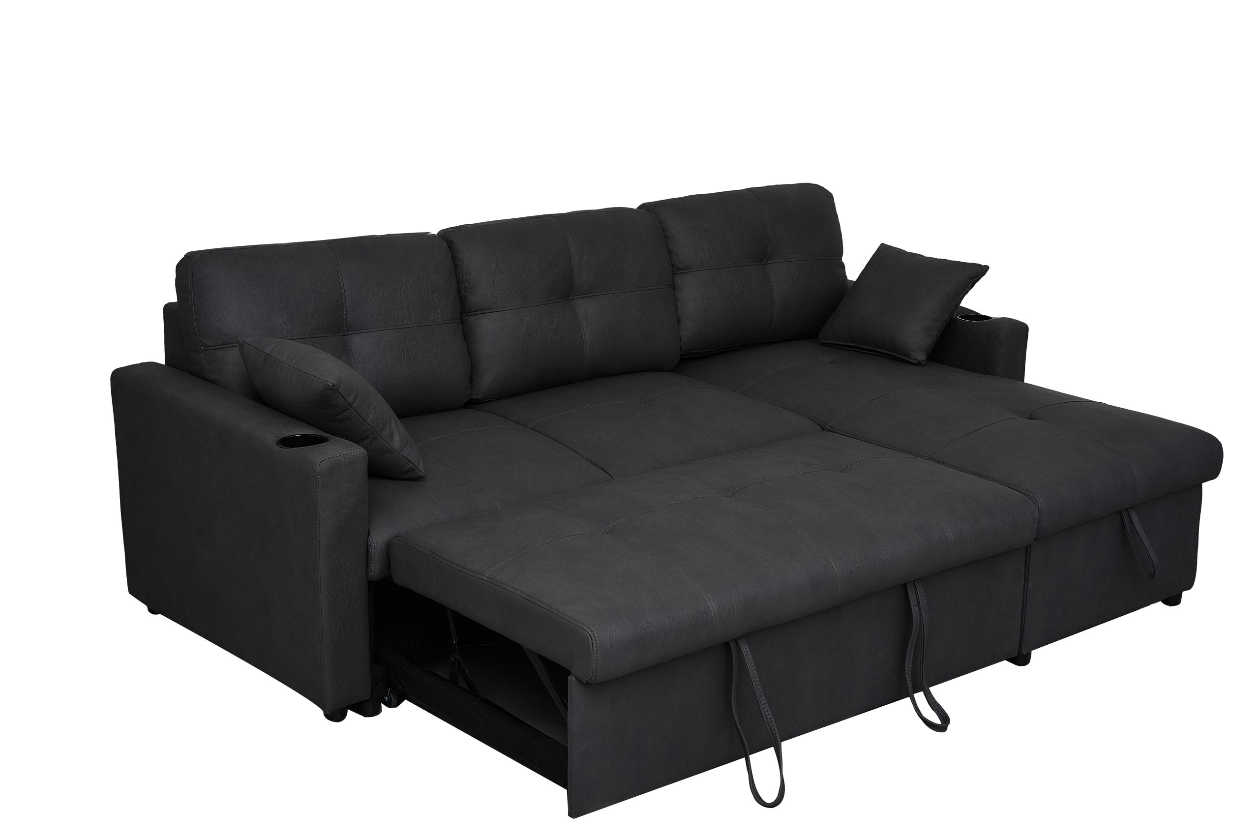 BT Romy Fabric Upholstered 2 Seater Sofa Bed with Storage Chaise