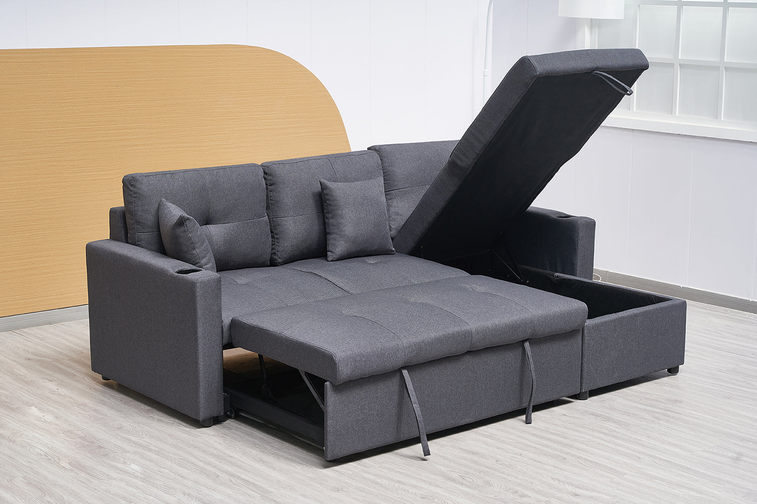 BT Ellie Fabric Upholstered 2 Seater Sofabed with Storage Chaise