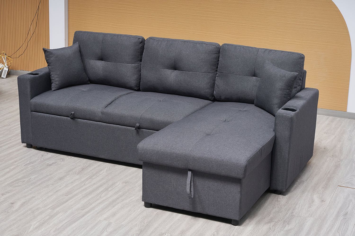 BT Ellie Fabric Upholstered 2 Seater Sofabed with Storage Chaise