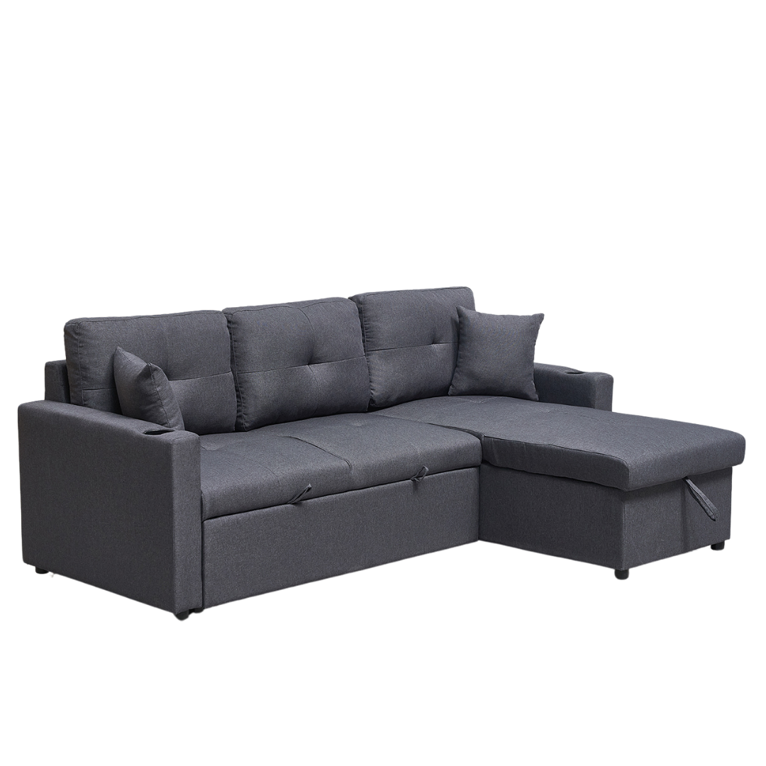 BT Ellie Fabric Upholstered 2 Seater Sofabed with Storage Chaise