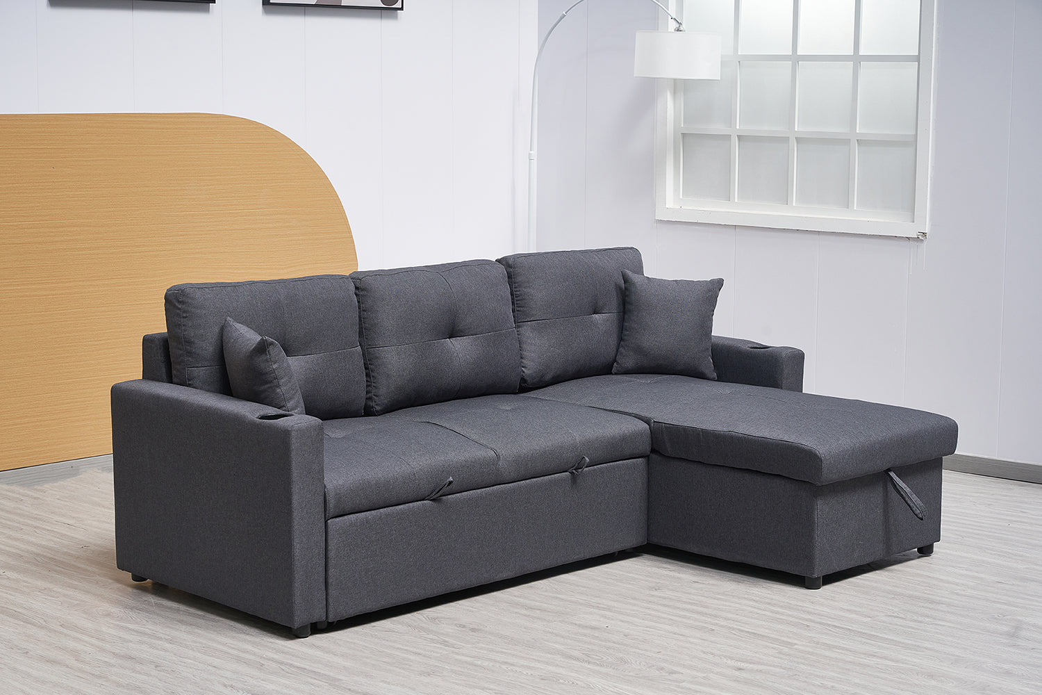 BT Ellie Fabric Upholstered 2 Seater Sofabed with Storage Chaise
