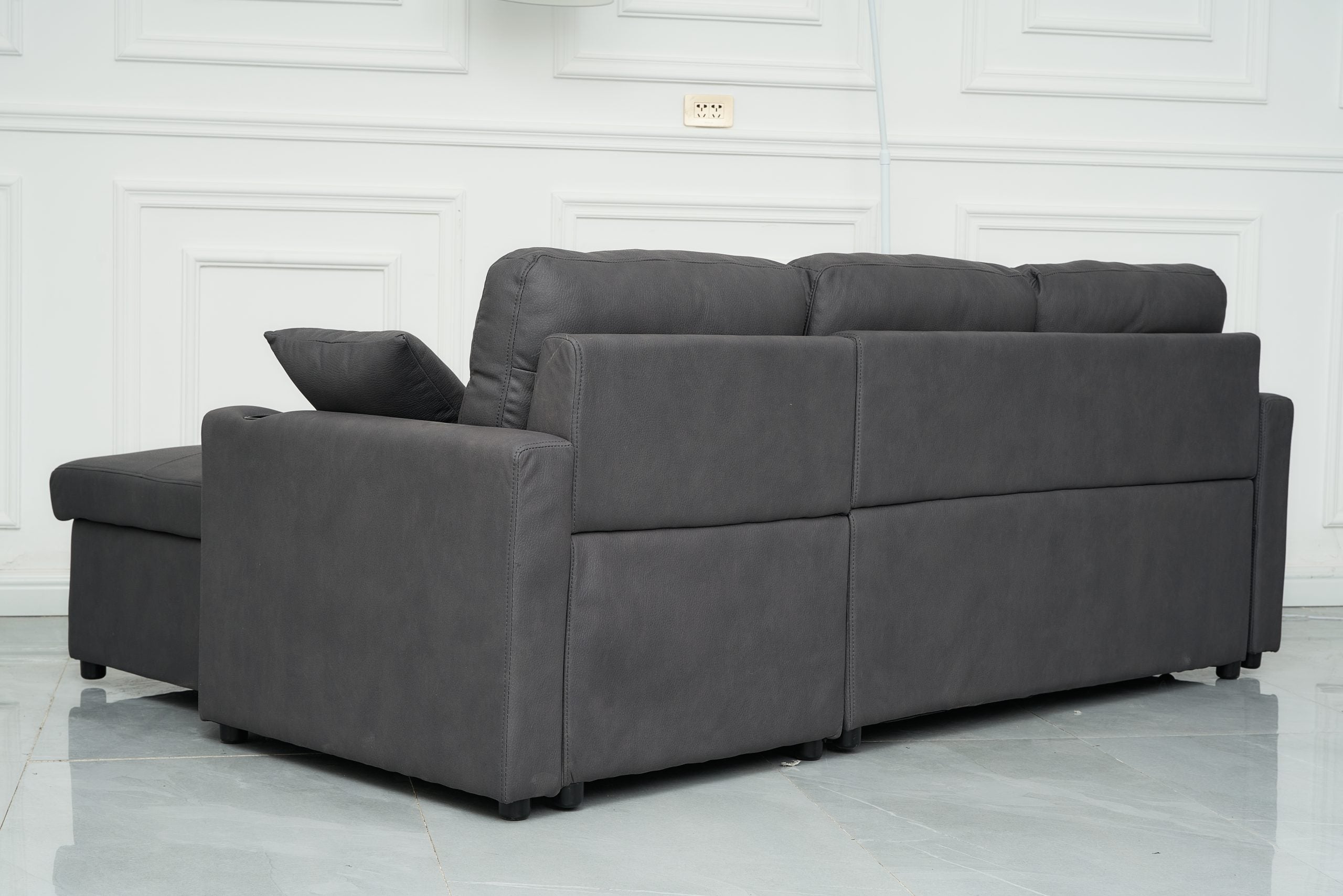 BT Romy Fabric Upholstered 2 Seater Sofa Bed with Storage Chaise