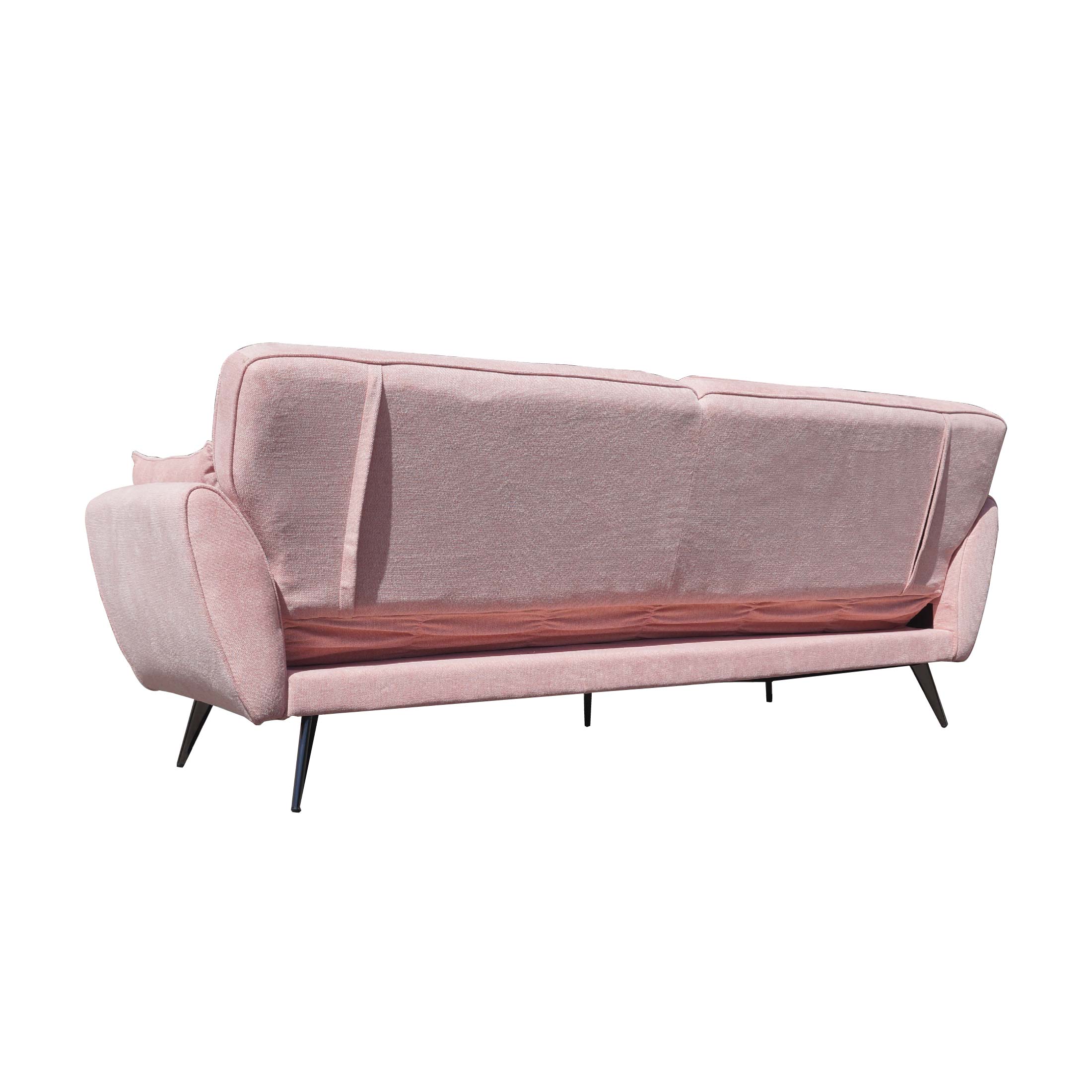 HE Elena Fabric Upholstered Metal Leg 3 Seater Sofa Bed