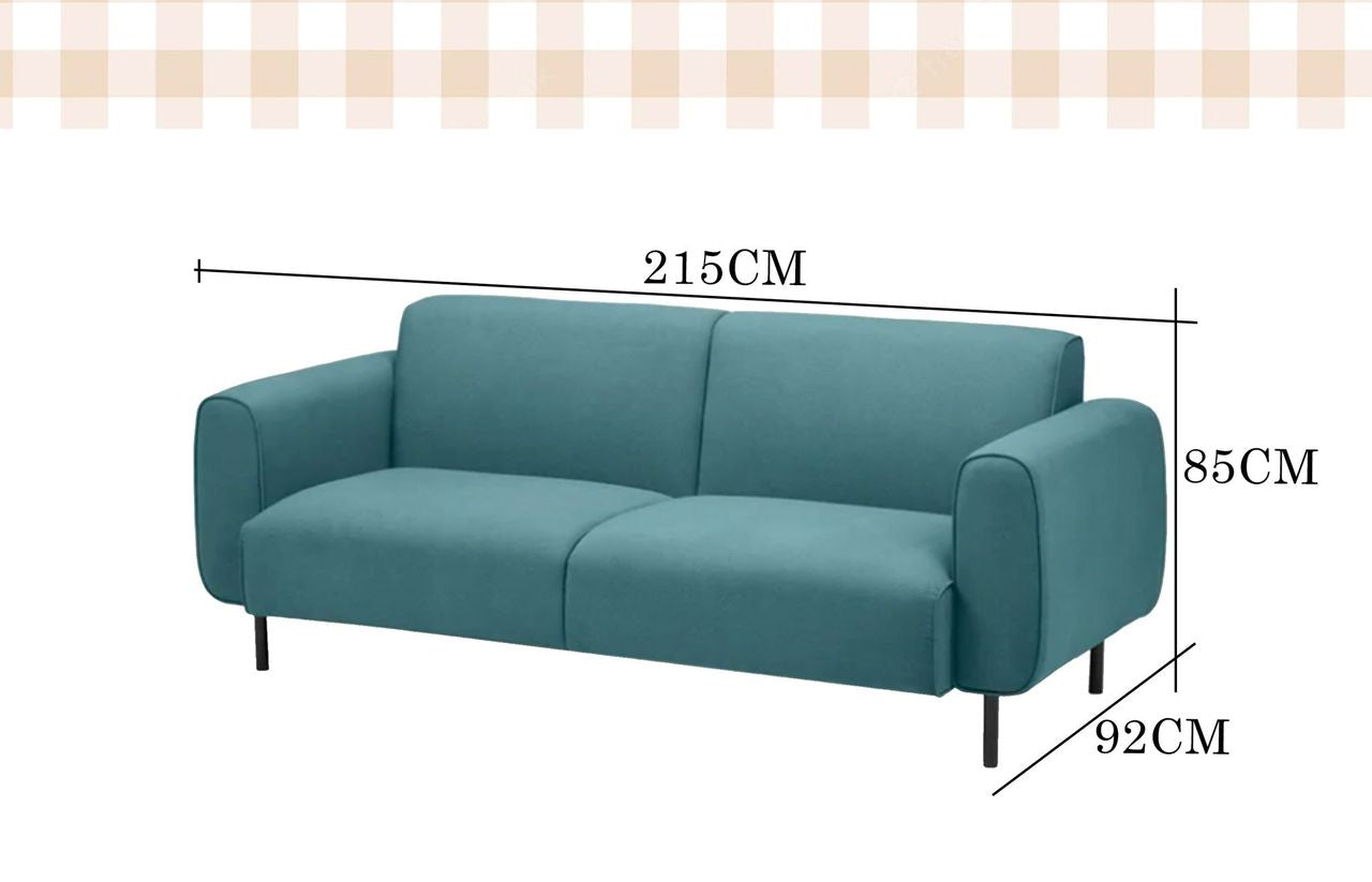 HE Stanly Fabric Upholstered Metal Leg 3 Seater Sofa