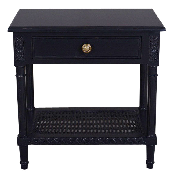 DA Polo 1 Drawer Black Bedside Table