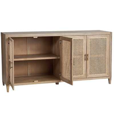 SH Pearl Harbour Solid Timber with Rattan 4 Door Buffet