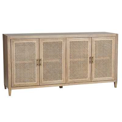 SH Pearl Harbour Solid Timber with Rattan 4 Door Buffet