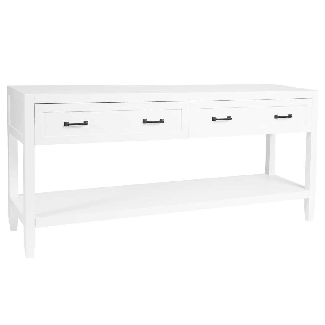 SH Griffin 2 Drawer Console Table White with Black handle