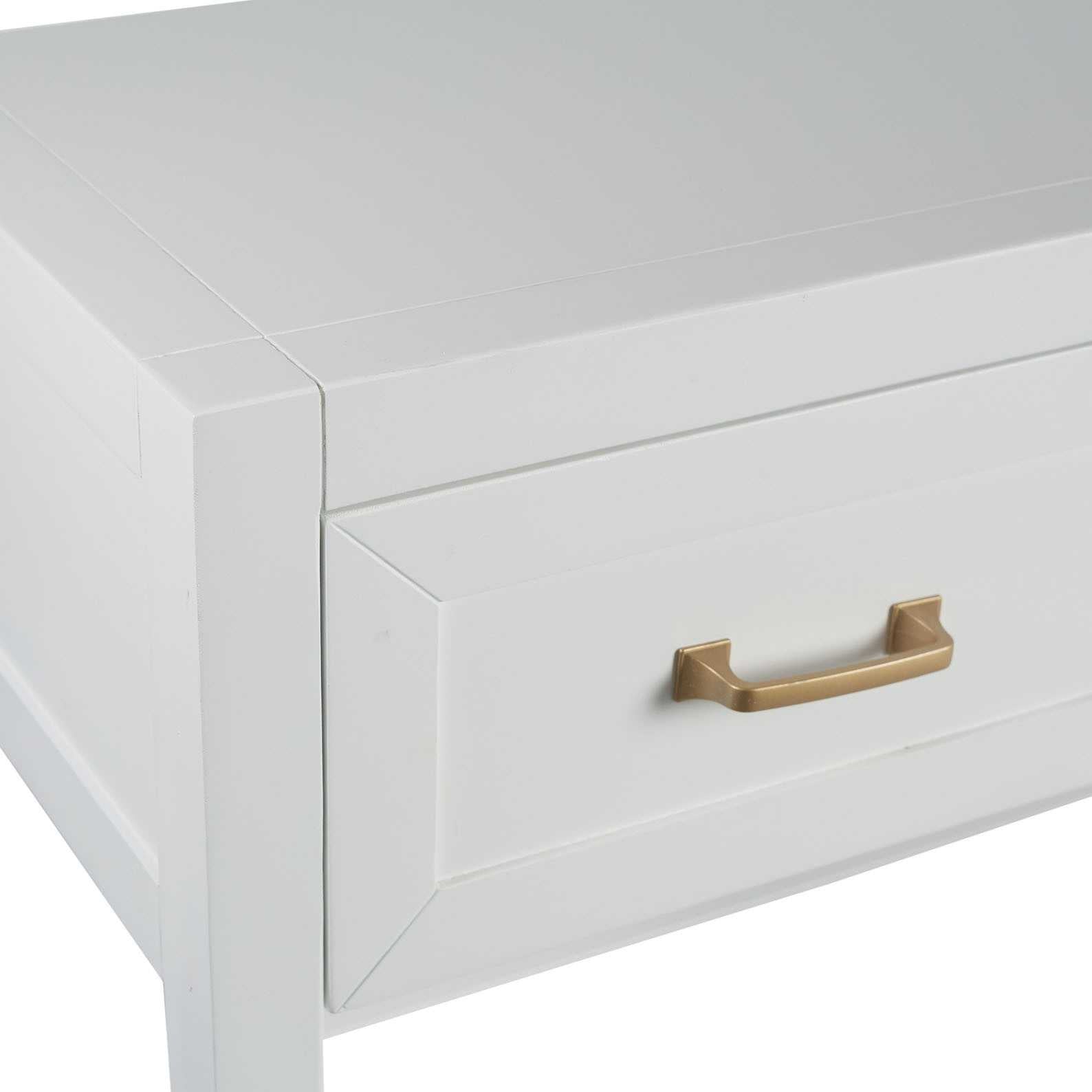 SH Griffin 3 Drawer Desk White with Gold handle