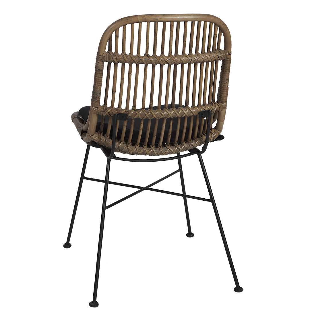 SH Ranchi Metal Leg Rattan Dining Chair - Grey
