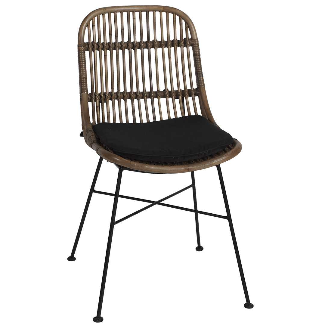 SH Ranchi Metal Leg Rattan Dining Chair - Grey